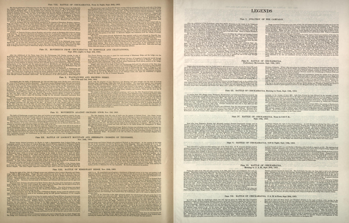 Lengends Continued from Atlas of the Battlefields of Chickamauga, Chattanooga, and Vicinity 1901 by Relic Map Company