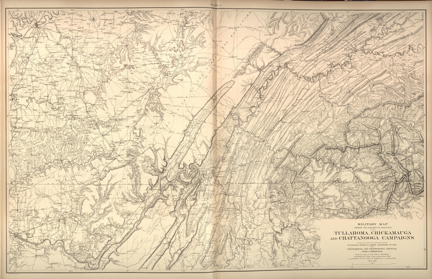 Tullahoma, Chickamauga, and Chattanooga Campaigns from Atlas of the Battlefields of Chickamauga, Chattanooga, and Vicinity 1901 by Relic Map Company
