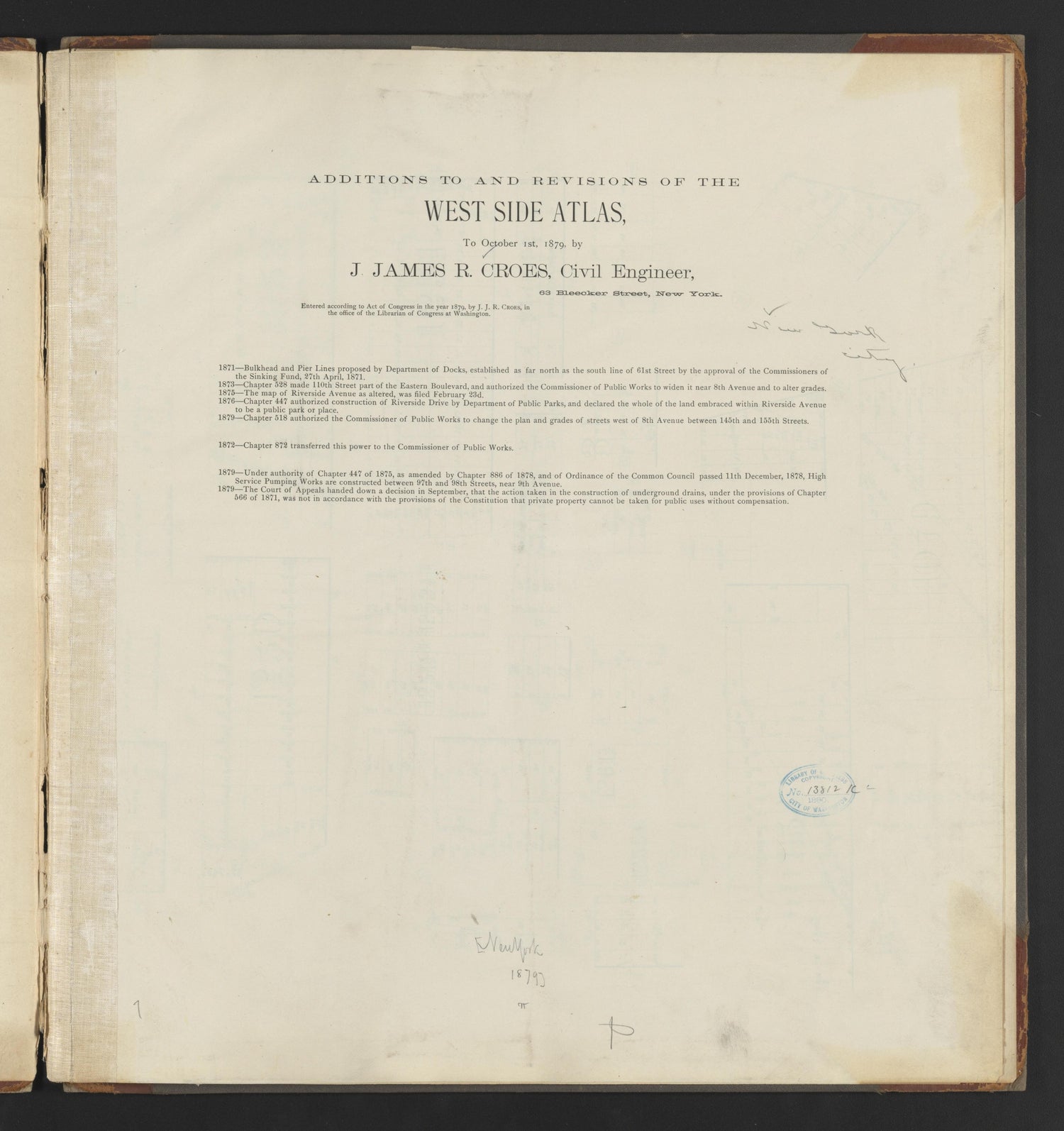 Image 2 of Additions to and Revisions of the West Side Atlas, to October 1st, 1879 from Additions to and Revisions of the West Side Atlas, to October 1st, 1879 by Relic Map Company