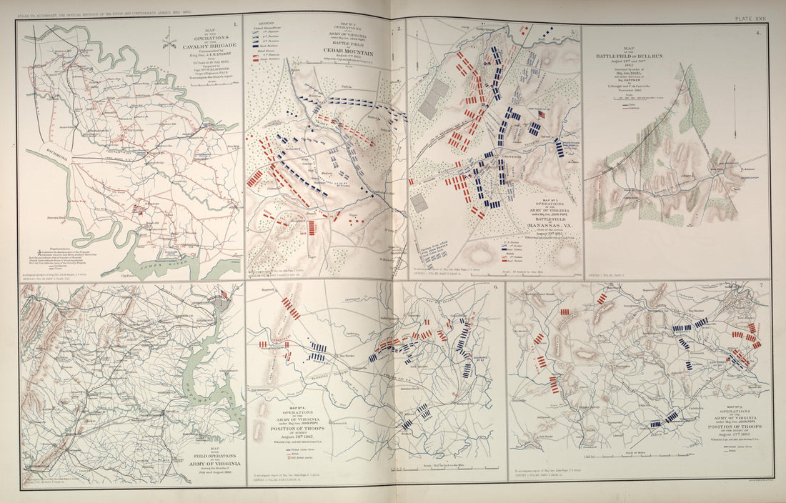 Cedar Mountain, Va.; Bull Run, Va. from Atlas of the War of the Rebellion Giving Union and Confederate Armies by Actual Surveys by the Union and Confederate Engineers, and Approved by the Officers In Command, of All the Maps … 1892 by Relic Map Company