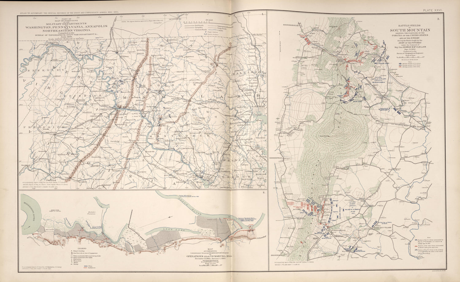 Wash., D.C.;Pennsylvania;Annapolis;Northeastern Va.;South Mountain,Md. ;Vicksburg,Miss. from Atlas of the War of the Rebellion Giving Union and Confederate Armies by Actual Surveys by the Union and Confederate Engineers, and Approved by the Officers I... by Relic Map Company