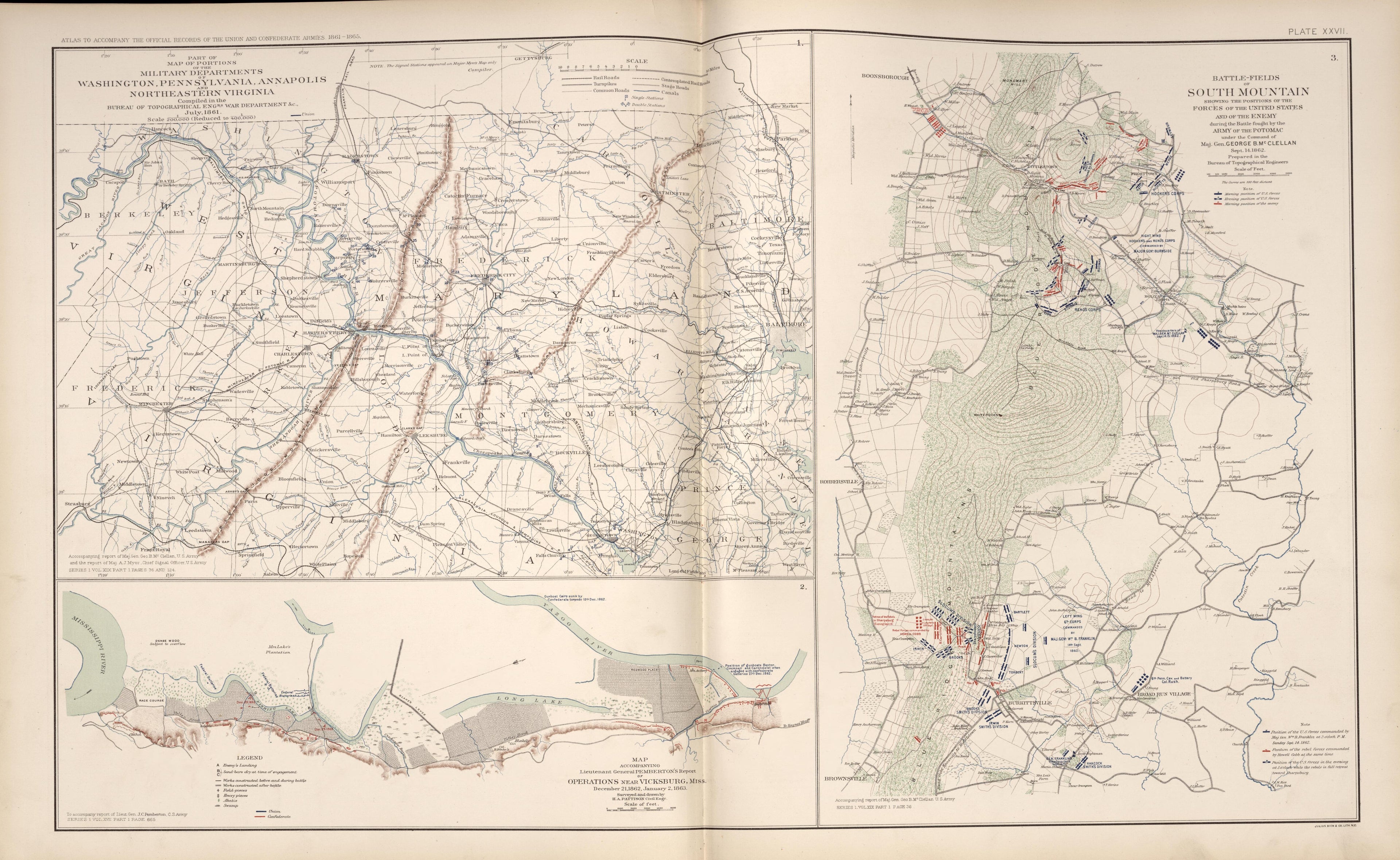 Wash., D.C.;Pennsylvania;Annapolis;Northeastern Va.;South Mountain,Md. ;Vicksburg,Miss. from Atlas of the War of the Rebellion Giving Union and Confederate Armies by Actual Surveys by the Union and Confederate Engineers, and Approved by the Officers I... by Relic Map Company