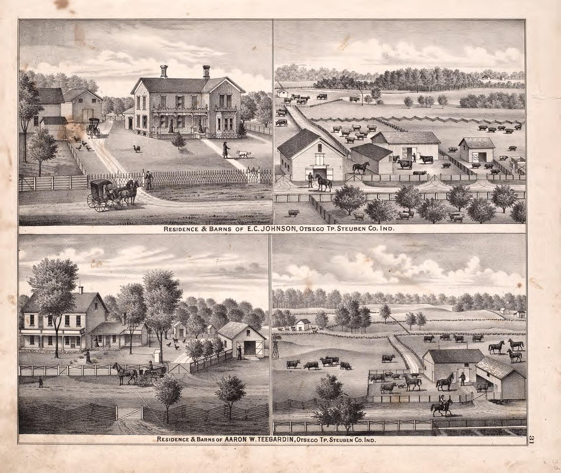 Residences from Atlas of Steuben County, Indiana : to Which Are Added Various General Maps, History, Statistics, Illustrations, &amp; C. &amp; C. &amp; C 1880 by Relic Map Company