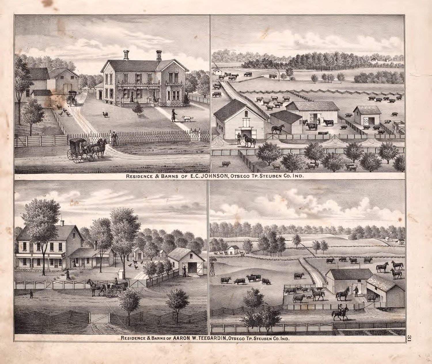 Residences from Atlas of Steuben County, Indiana : to Which Are Added Various General Maps, History, Statistics, Illustrations, &amp; C. &amp; C. &amp; C 1880 by Relic Map Company