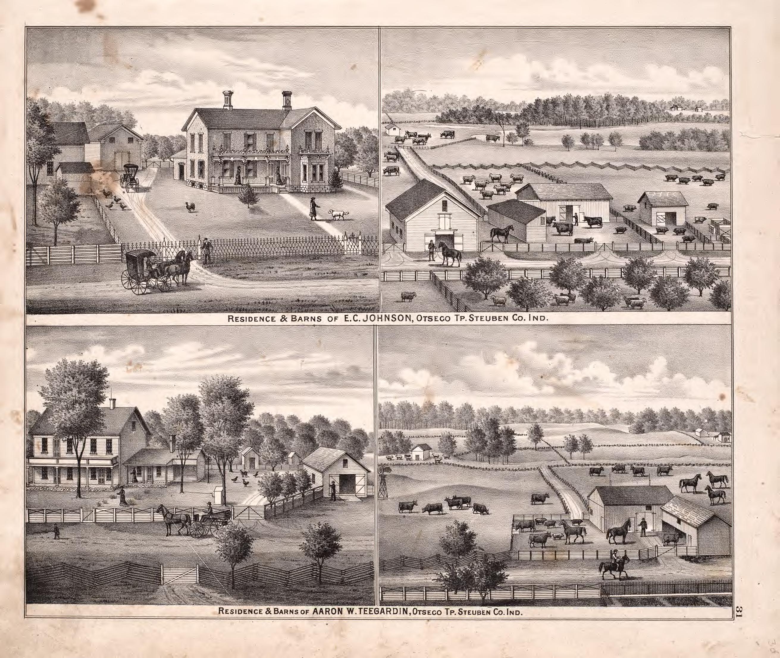 Residences from Atlas of Steuben County, Indiana : to Which Are Added Various General Maps, History, Statistics, Illustrations, &amp; C. &amp; C. &amp; C 1880 by Relic Map Company