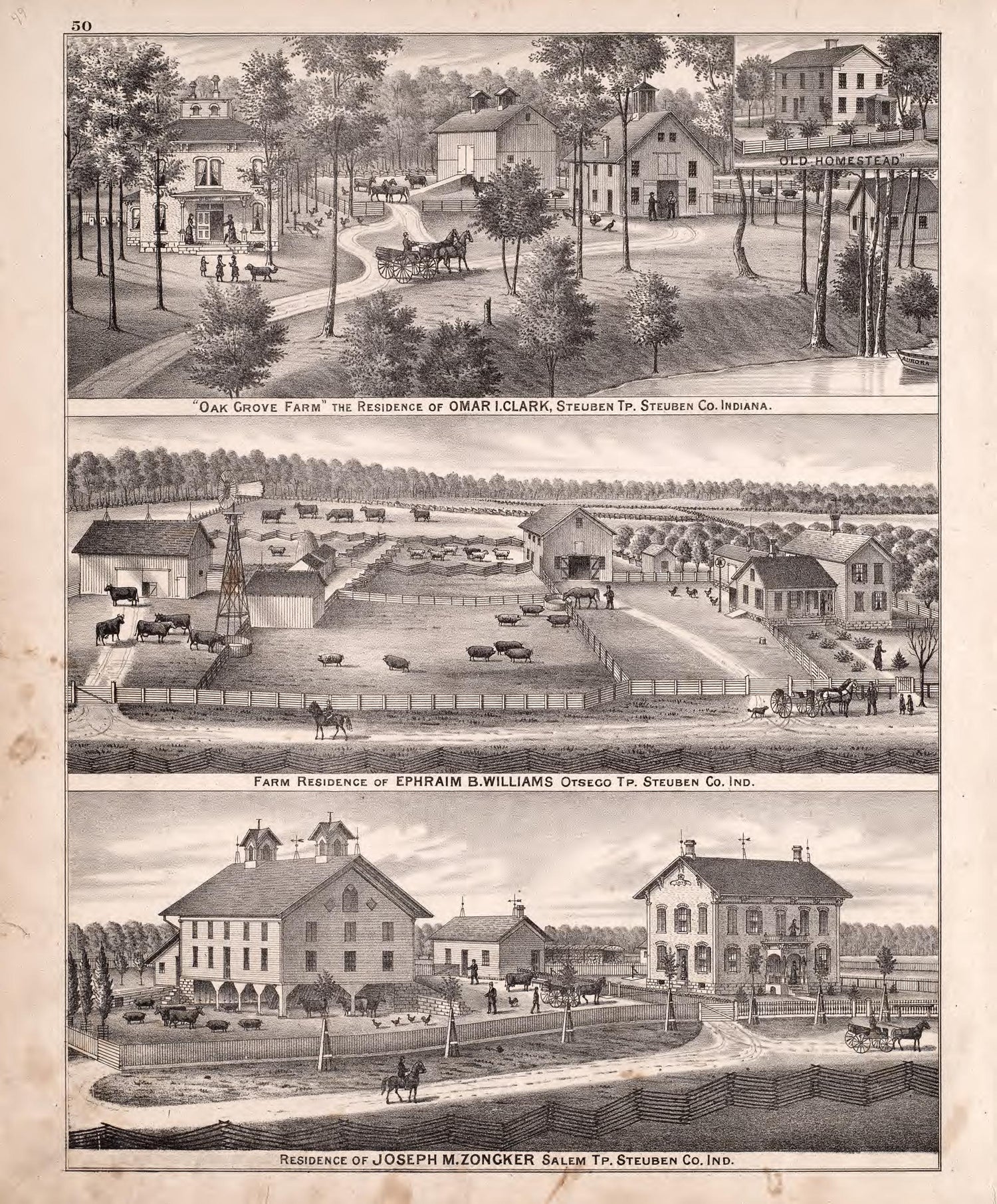 Residences from Atlas of Steuben County, Indiana : to Which Are Added Various General Maps, History, Statistics, Illustrations, &amp; C. &amp; C. &amp; C 1880 by Relic Map Company