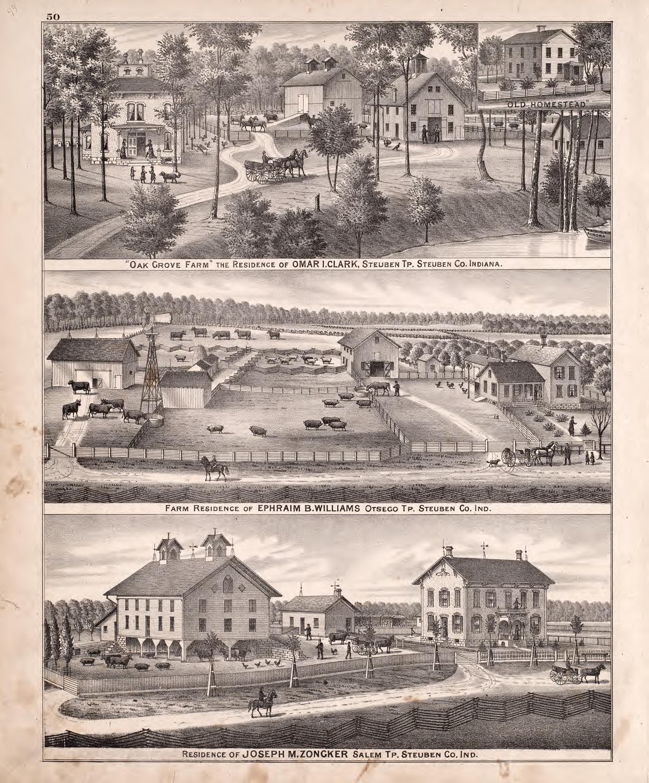 Residences from Atlas of Steuben County, Indiana : to Which Are Added Various General Maps, History, Statistics, Illustrations, &amp; C. &amp; C. &amp; C 1880 by Relic Map Company