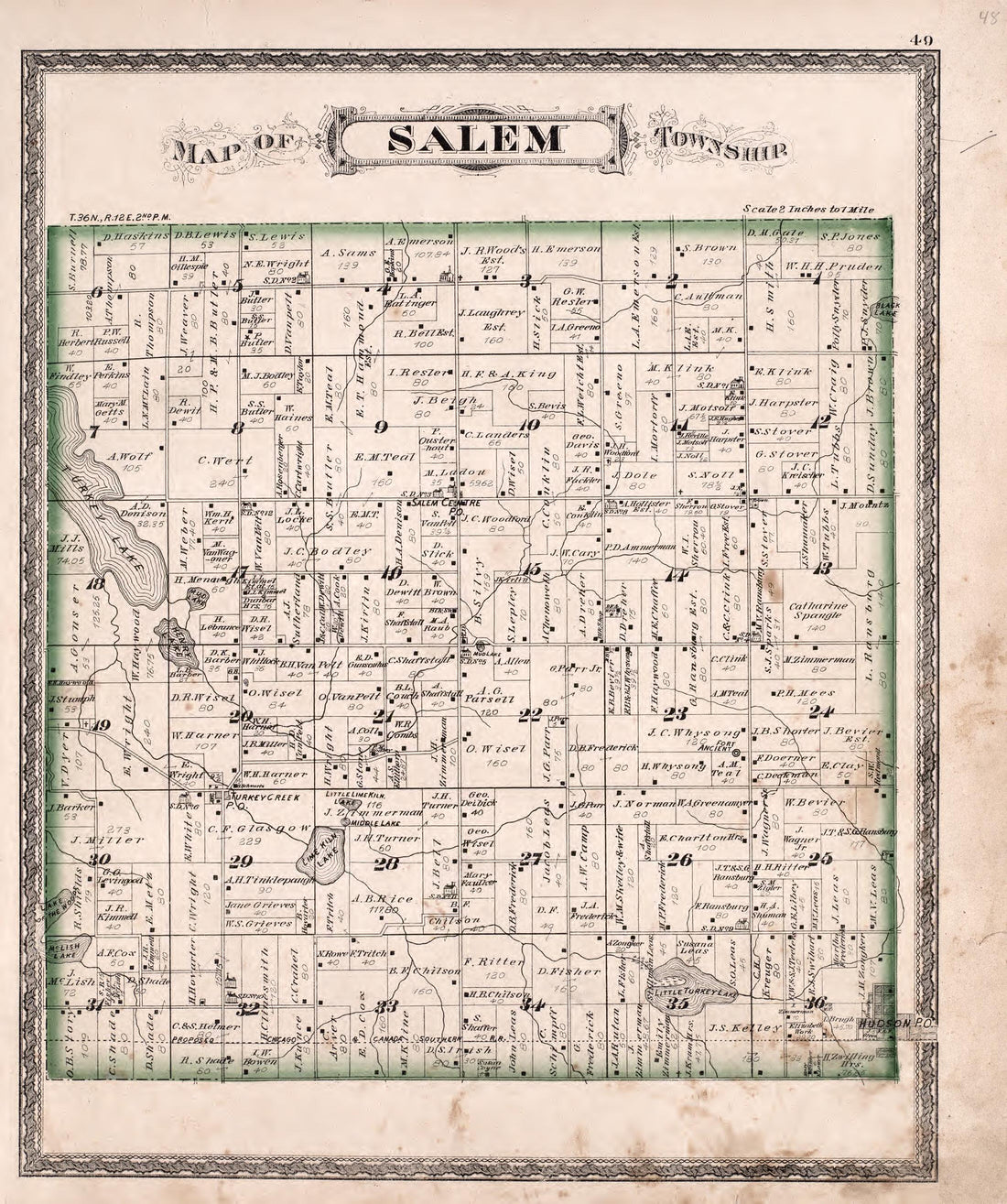 Salem Township from Atlas of Steuben County, Indiana : to Which Are Added Various General Maps, History, Statistics, Illustrations, &amp; C. &amp; C. &amp; C 1880 by Relic Map Company