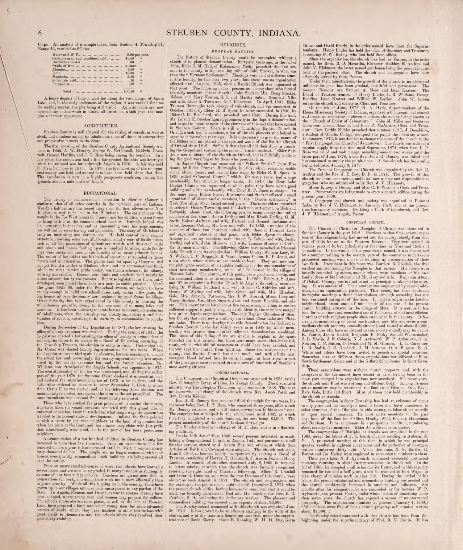 Steuben County, Indiana (continued) from Atlas of Steuben County, Indiana : to Which Are Added Various General Maps, History, Statistics, Illustrations, &amp; C. &amp; C. &amp; C 1880 by Relic Map Company