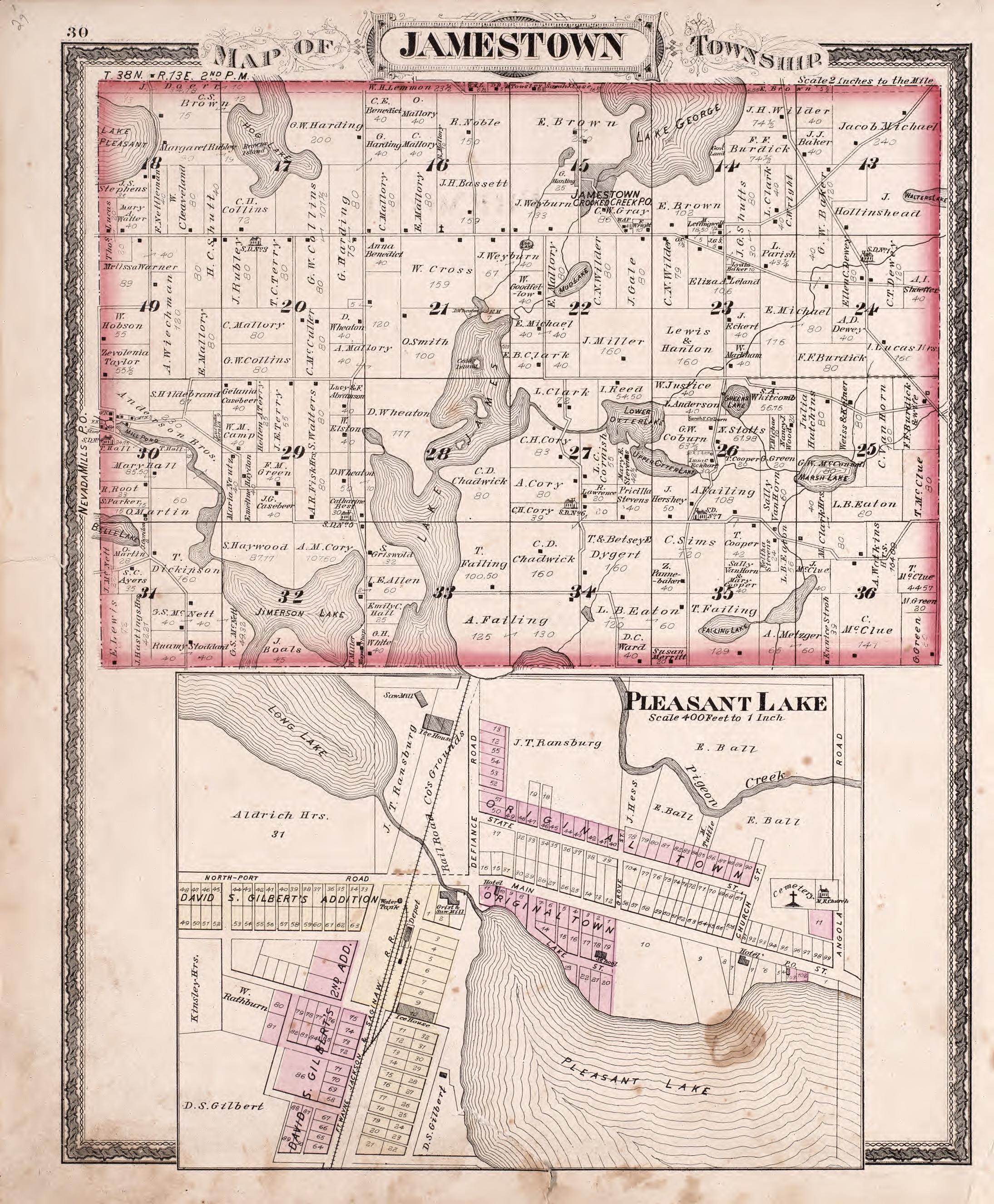 Jamestown from Atlas of Steuben County, Indiana : to Which Are Added Various General Maps, History, Statistics, Illustrations, &amp; C. &amp; C. &amp; C 1880 by Relic Map Company