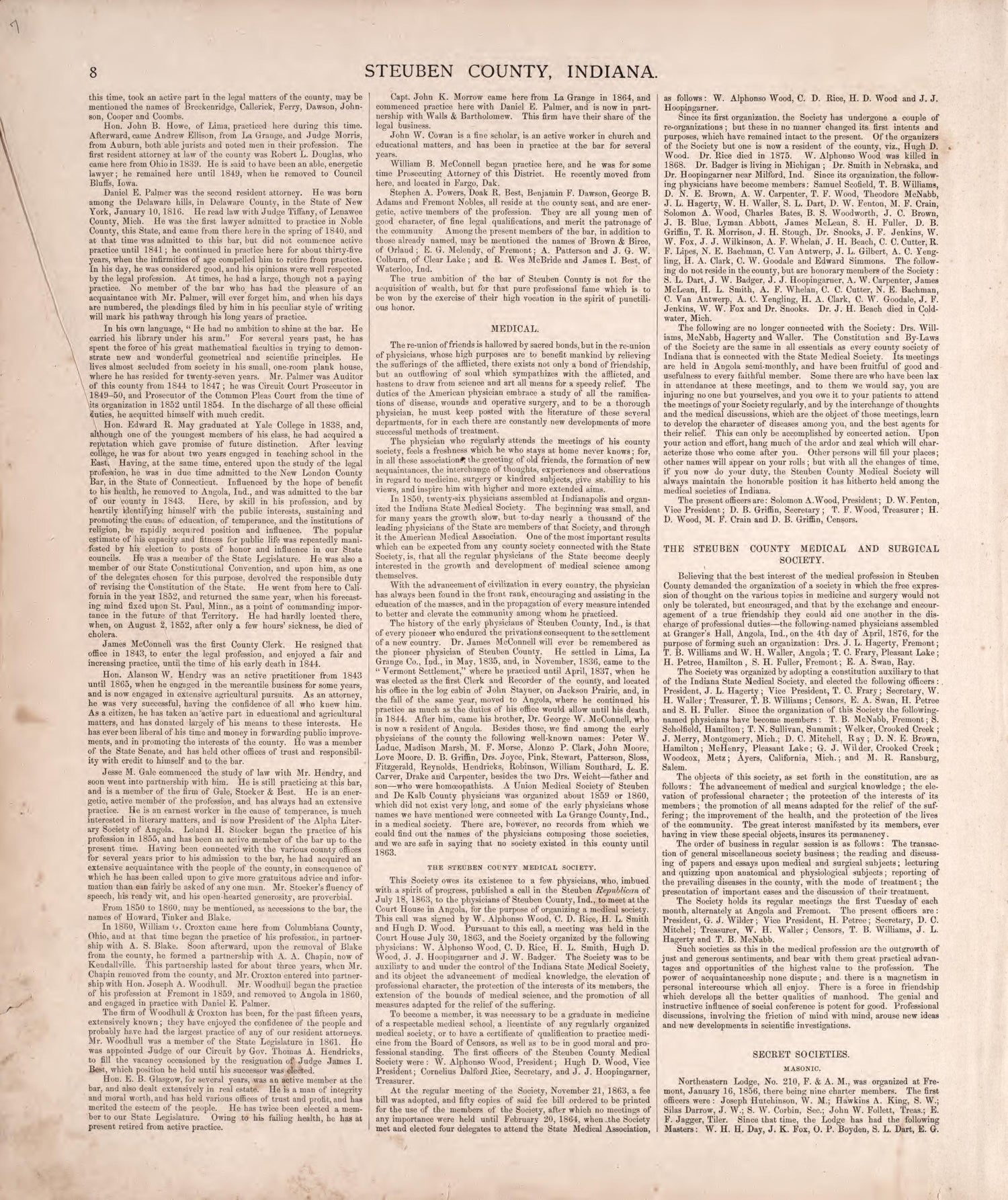 Steuben County, Indiana (continued) from Atlas of Steuben County, Indiana : to Which Are Added Various General Maps, History, Statistics, Illustrations, &amp; C. &amp; C. &amp; C 1880 by Relic Map Company