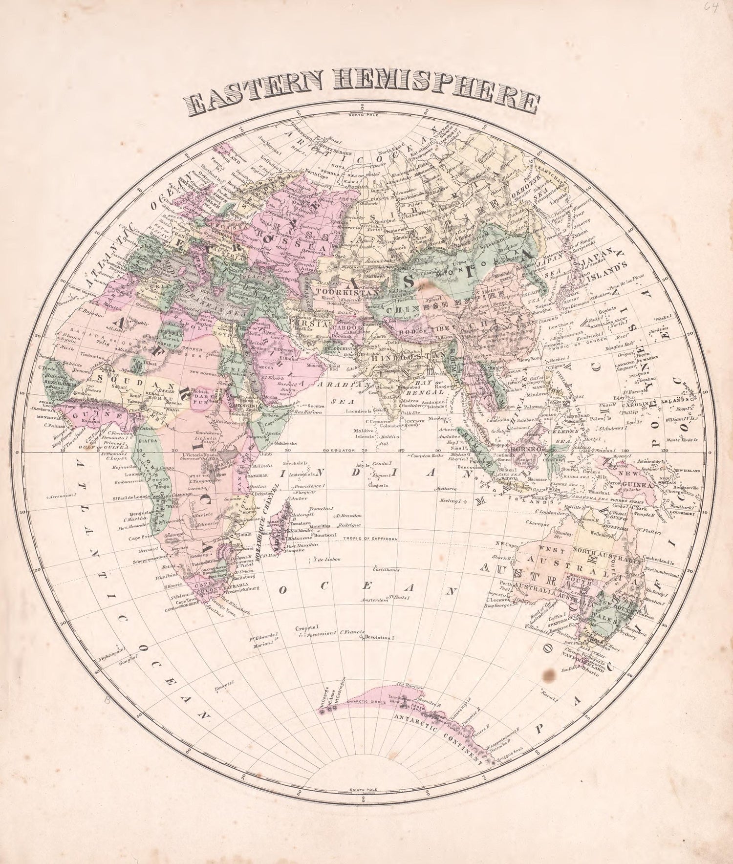 Eastern Hemisphere from Atlas of Steuben County, Indiana : to Which Are Added Various General Maps, History, Statistics, Illustrations, &amp; C. &amp; C. &amp; C 1880 by Relic Map Company