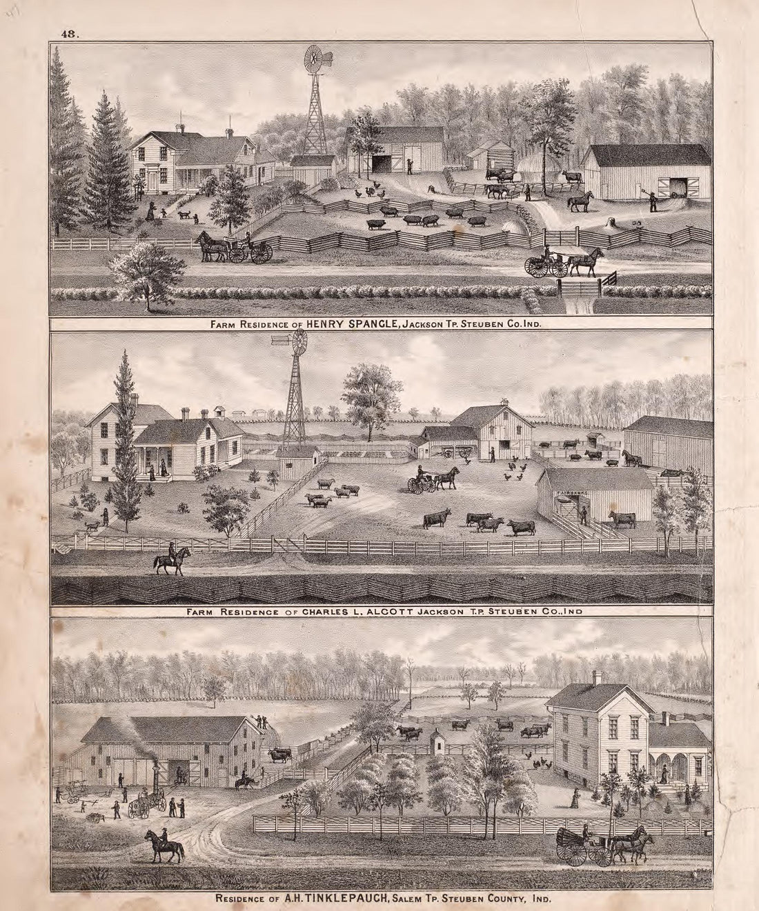 Residences from Atlas of Steuben County, Indiana : to Which Are Added Various General Maps, History, Statistics, Illustrations, &amp; C. &amp; C. &amp; C 1880 by Relic Map Company