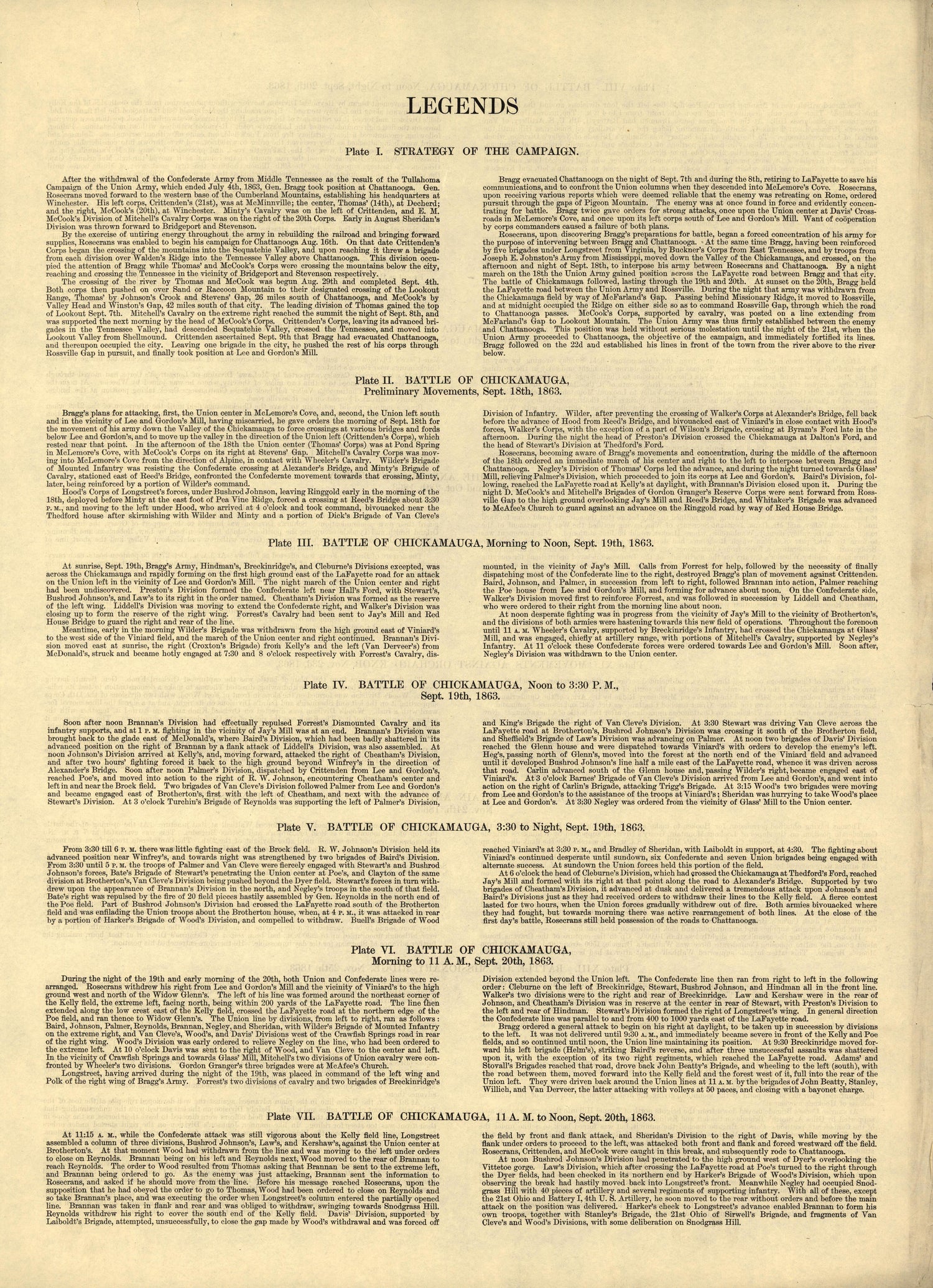Legends 3 from Atlas of Chickamauga, Chattanooga, and Vicinity 1901 by Relic Map Company