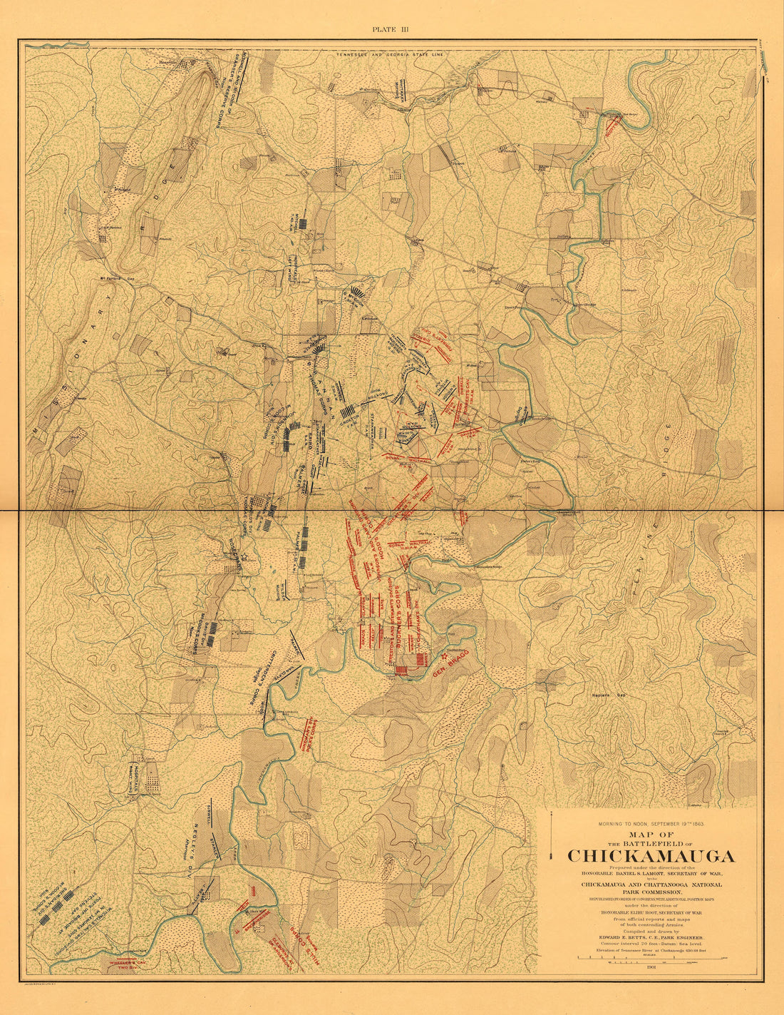 This old map of Chattanooga, Chickamauga, Georgia, Tennessee,  was created by United States. Chickamauga and Chattanooga National Park Commission in 1901
