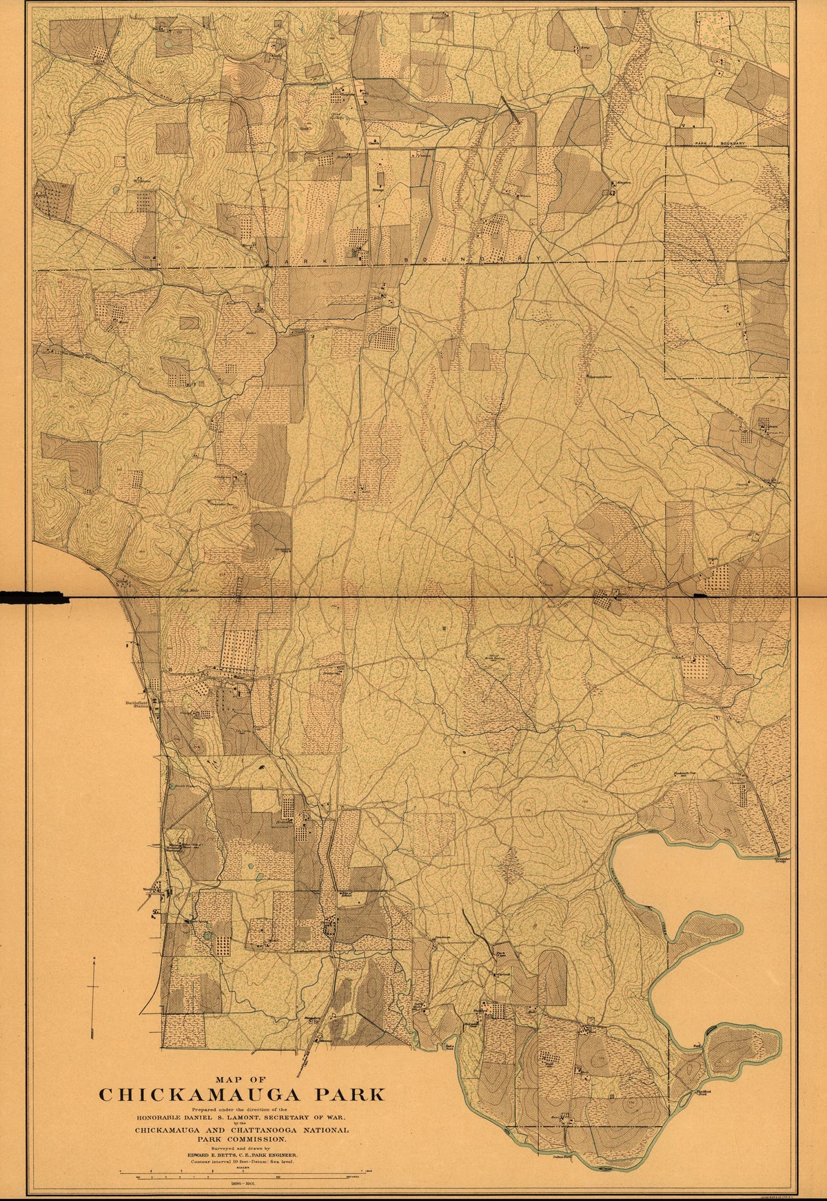 Map of Chickamauga Park from Atlas of Chickamauga, Chattanooga, and Vicinity 1901 by Relic Map Company