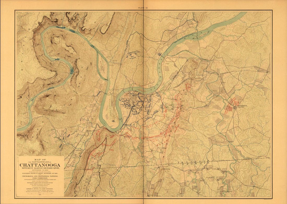 This old map of Chattanooga, Chickamauga, Georgia, Tennessee,  was created by United States. Chickamauga and Chattanooga National Park Commission in 1901