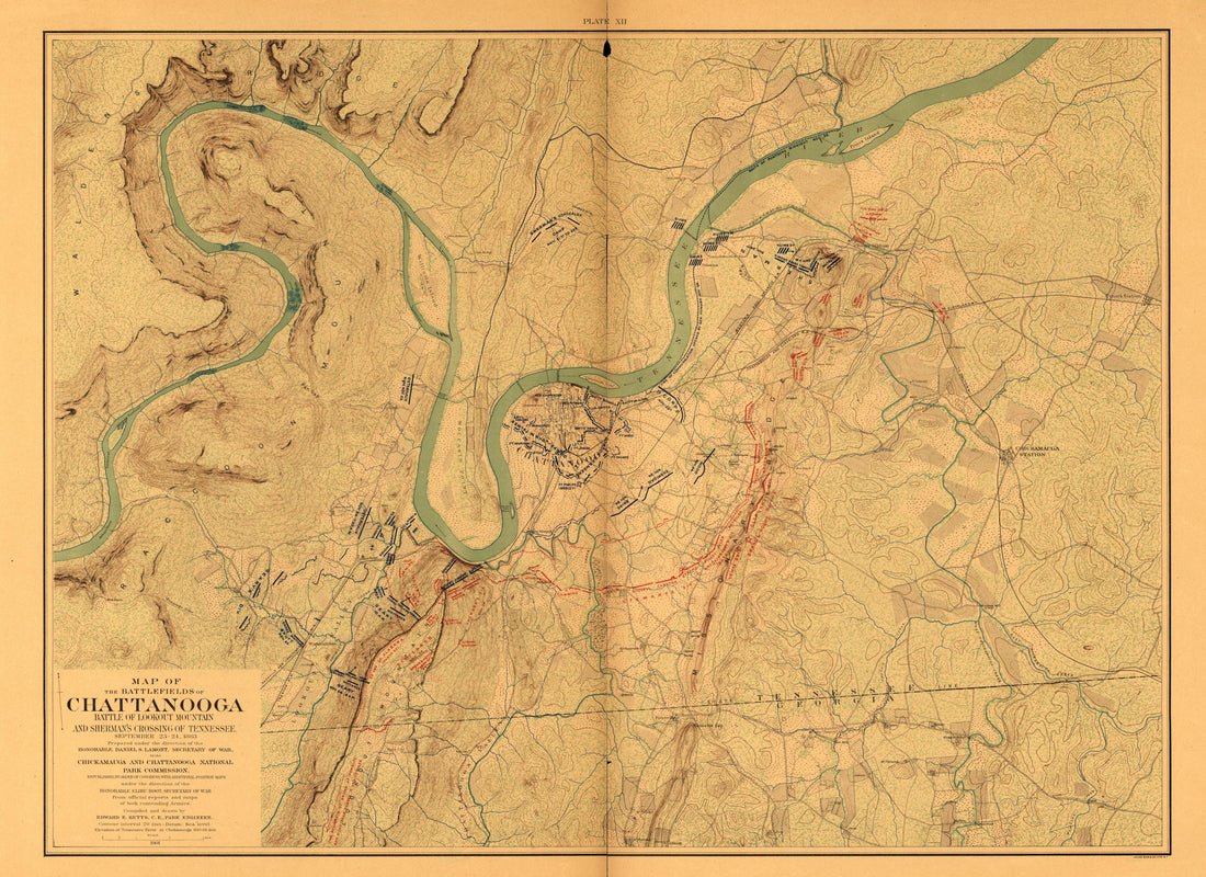 This old map of Chattanooga, Chickamauga, Georgia, Tennessee,  was created by United States. Chickamauga and Chattanooga National Park Commission in 1901