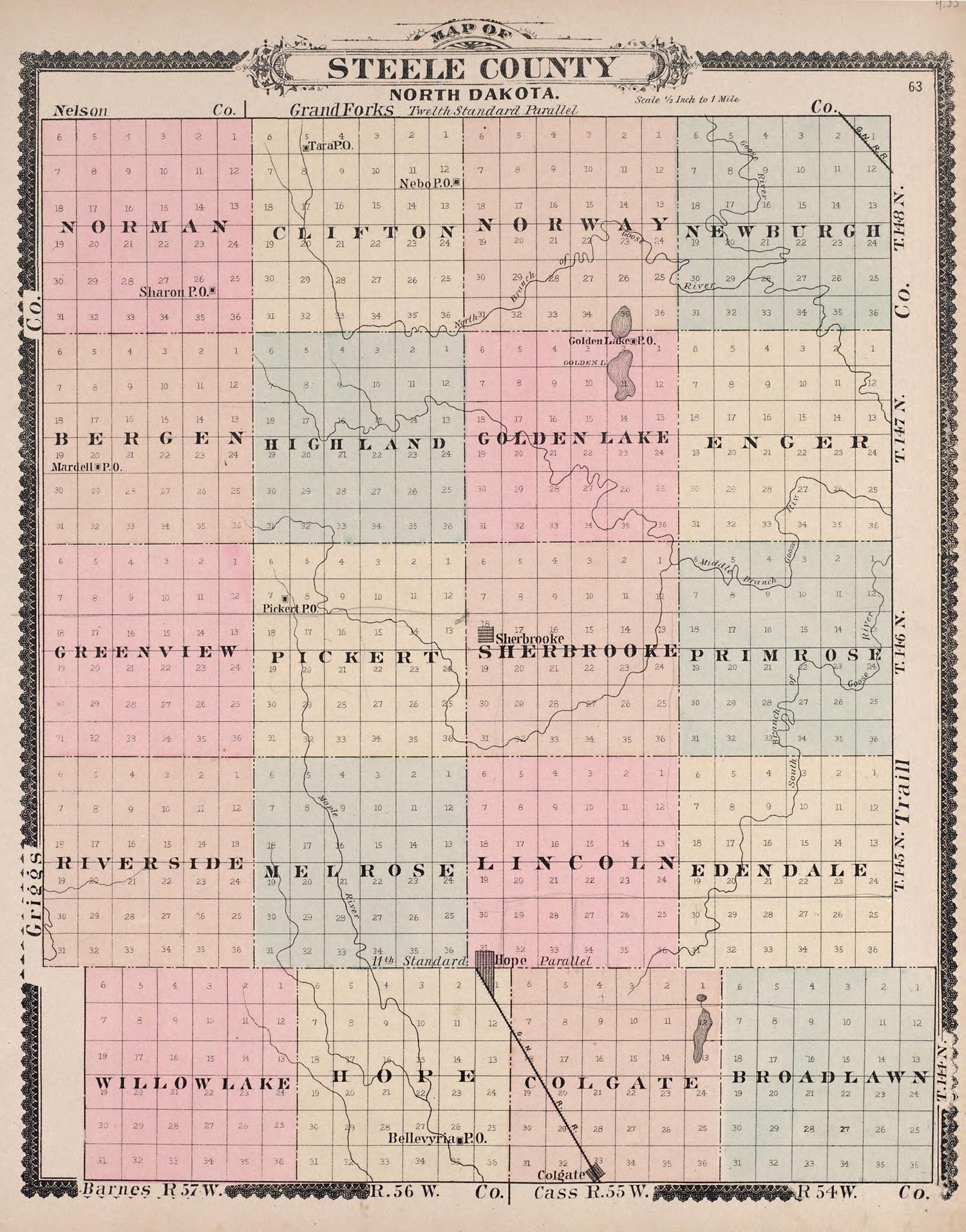 Steele County, North Dakota from Illustrated Historical Atlas of Traill and Steele Counties, North Dakota 1892 by Relic Map Company