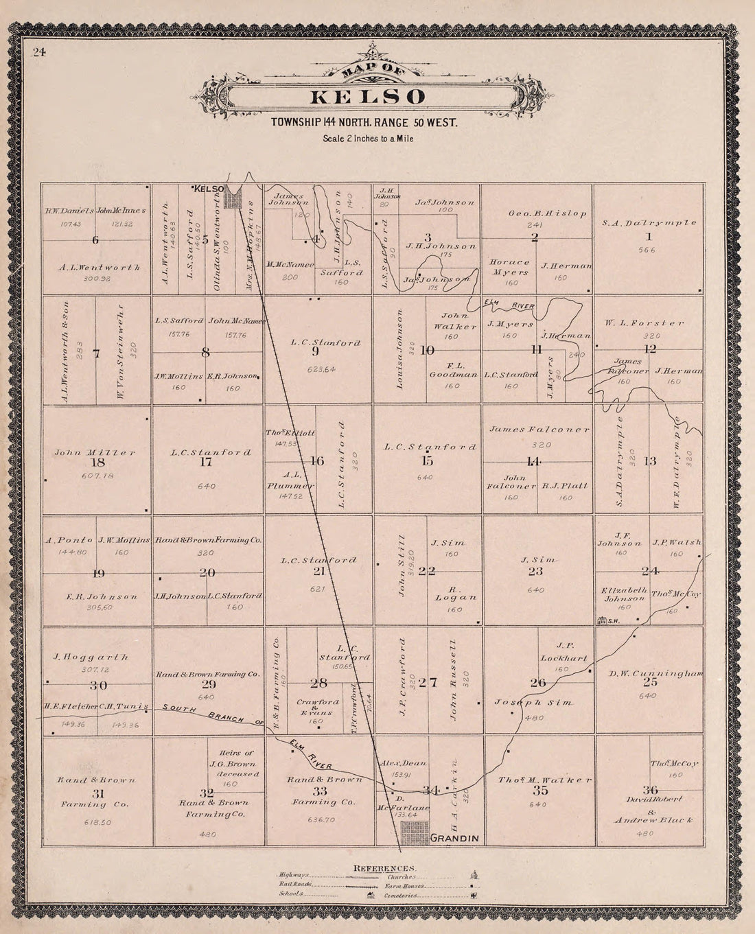 Kelso from Illustrated Historical Atlas of Traill and Steele Counties, North Dakota 1892 by Relic Map Company