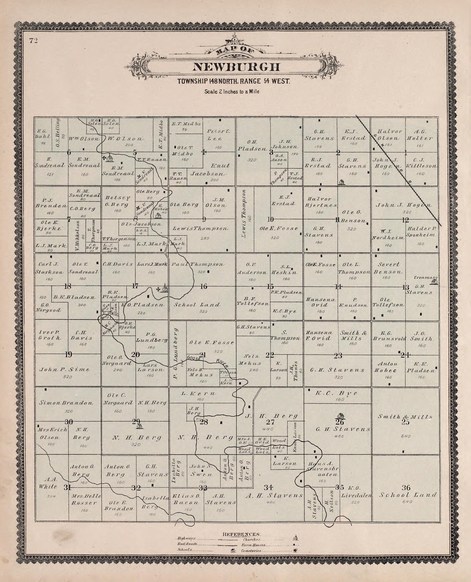 Newburgh from Illustrated Historical Atlas of Traill and Steele Counties, North Dakota 1892 by Relic Map Company