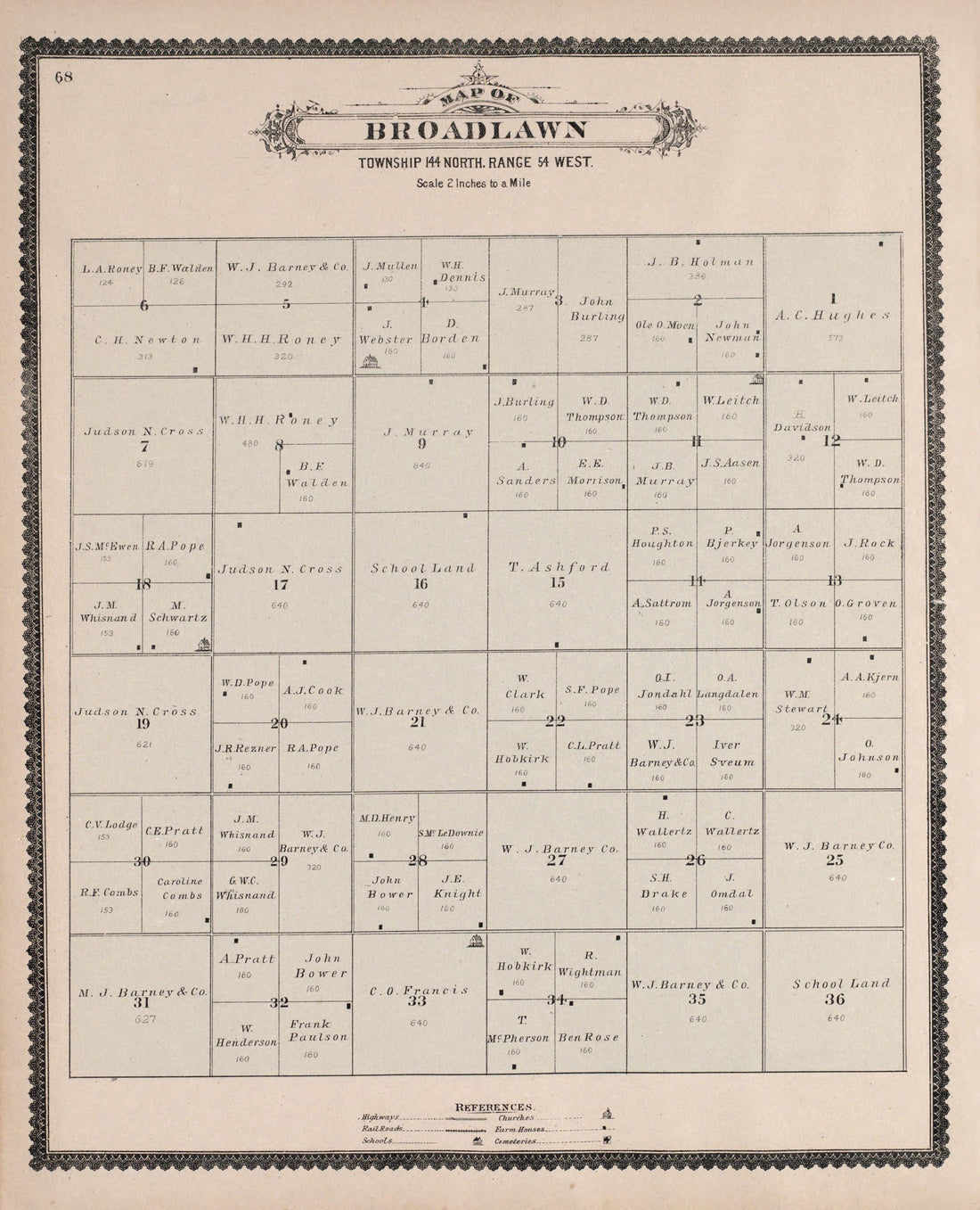 Broadlawn from Illustrated Historical Atlas of Traill and Steele Counties, North Dakota 1892 by Relic Map Company