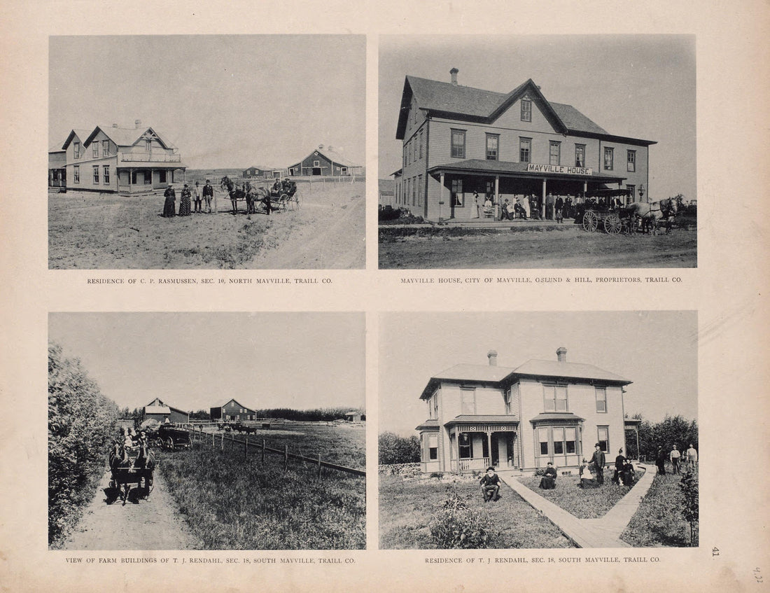 Views of North and South Mayville from Illustrated Historical Atlas of Traill and Steele Counties, North Dakota 1892 by Relic Map Company