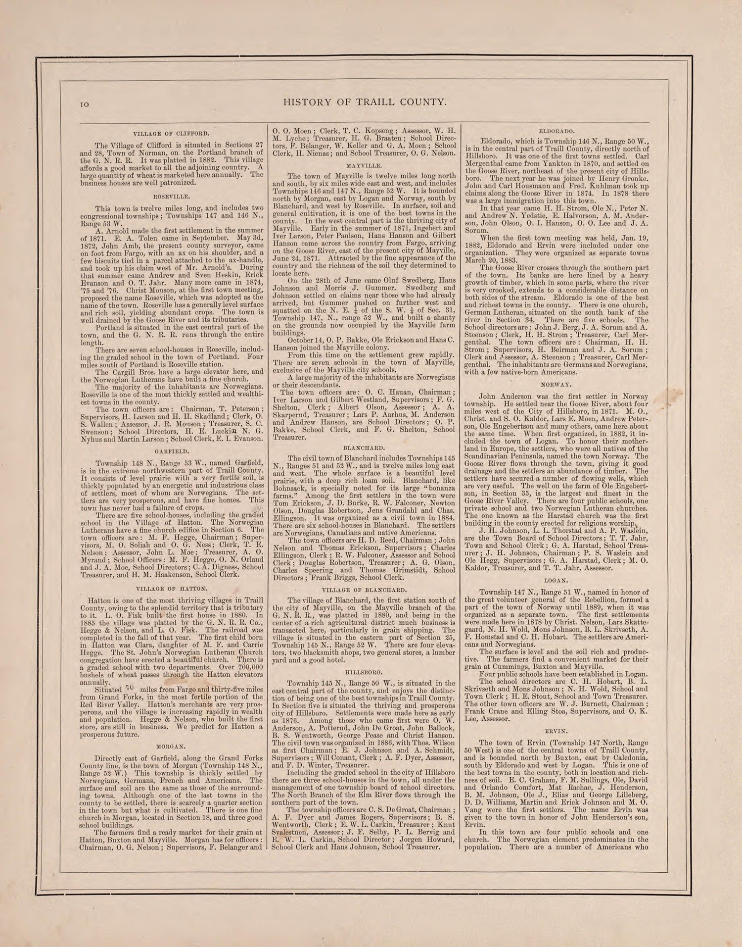 History of Traill County - 3 from Illustrated Historical Atlas of Traill and Steele Counties, North Dakota 1892 by Relic Map Company