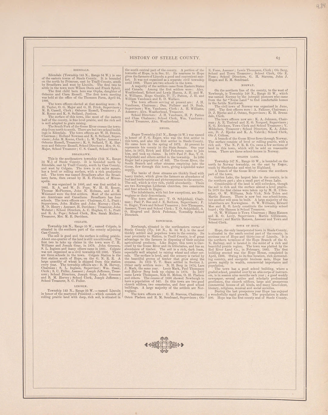 History of Steele County - 2 from Illustrated Historical Atlas of Traill and Steele Counties, North Dakota 1892 by Relic Map Company