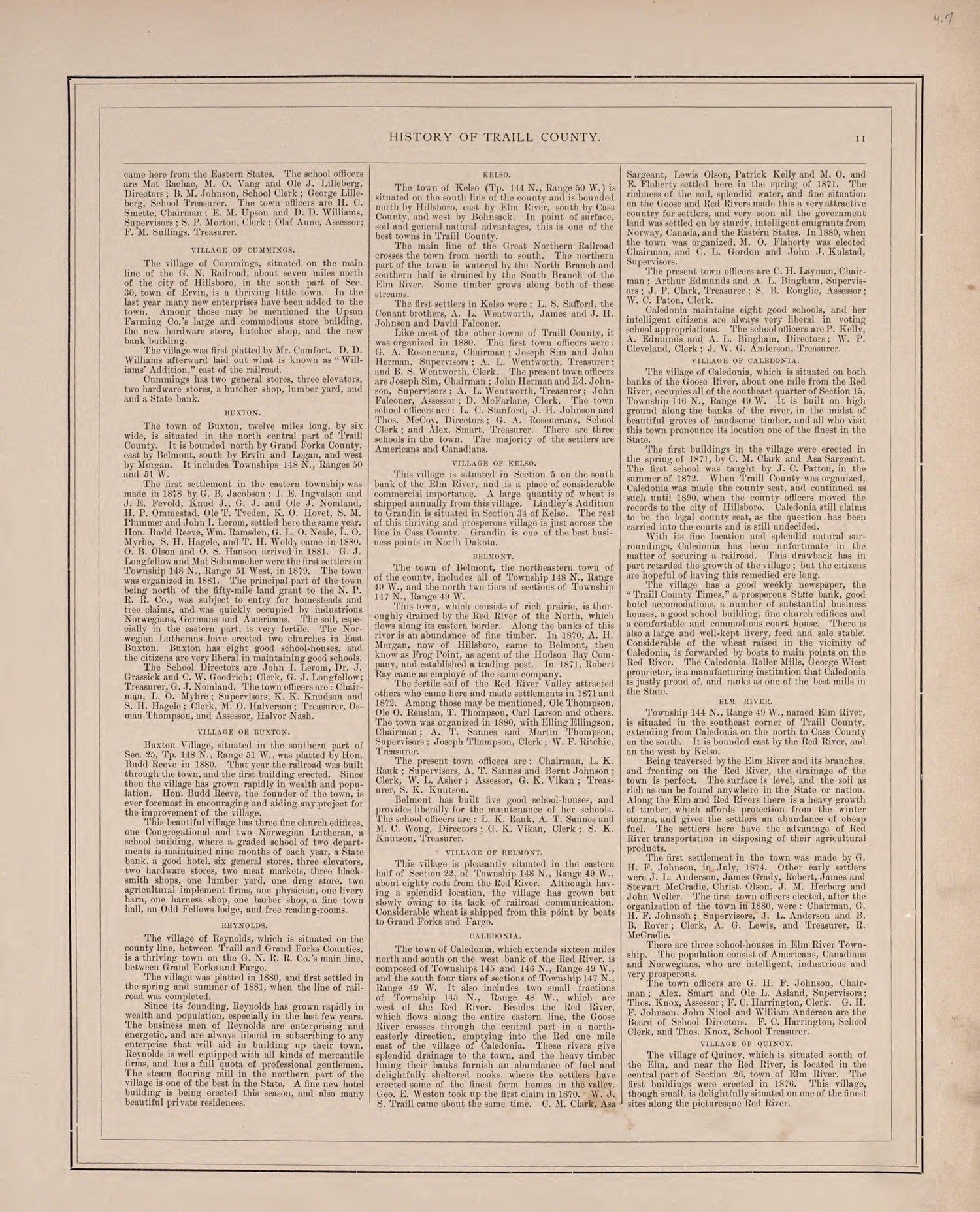 History of Traill County - 4 from Illustrated Historical Atlas of Traill and Steele Counties, North Dakota 1892 by Relic Map Company