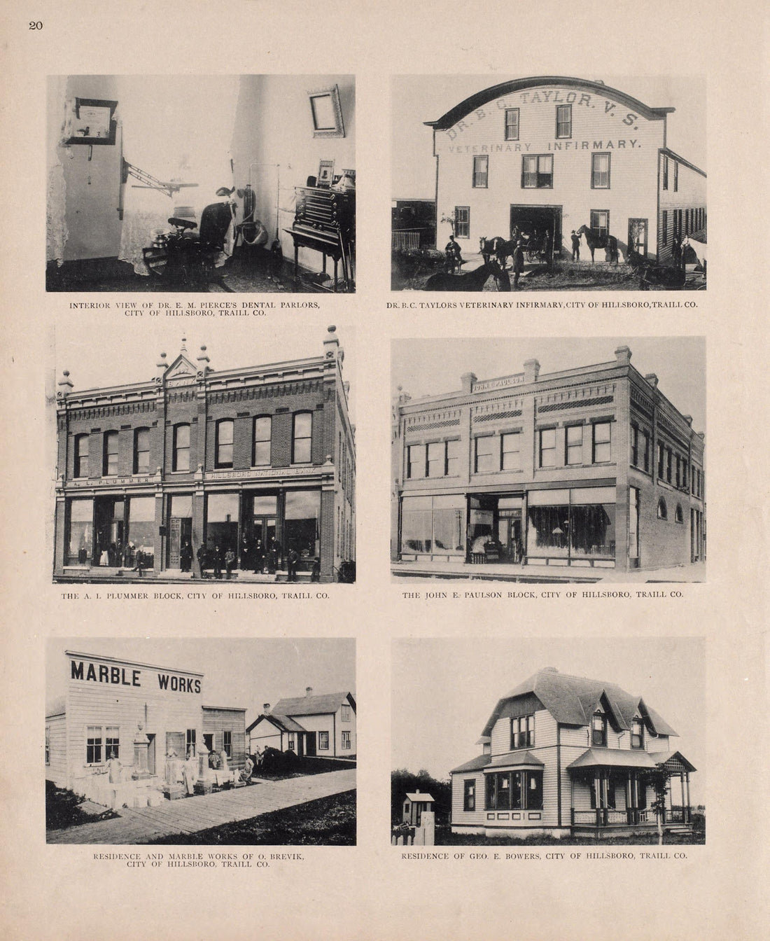 Views of Hillsboro from Illustrated Historical Atlas of Traill and Steele Counties, North Dakota 1892 by Relic Map Company