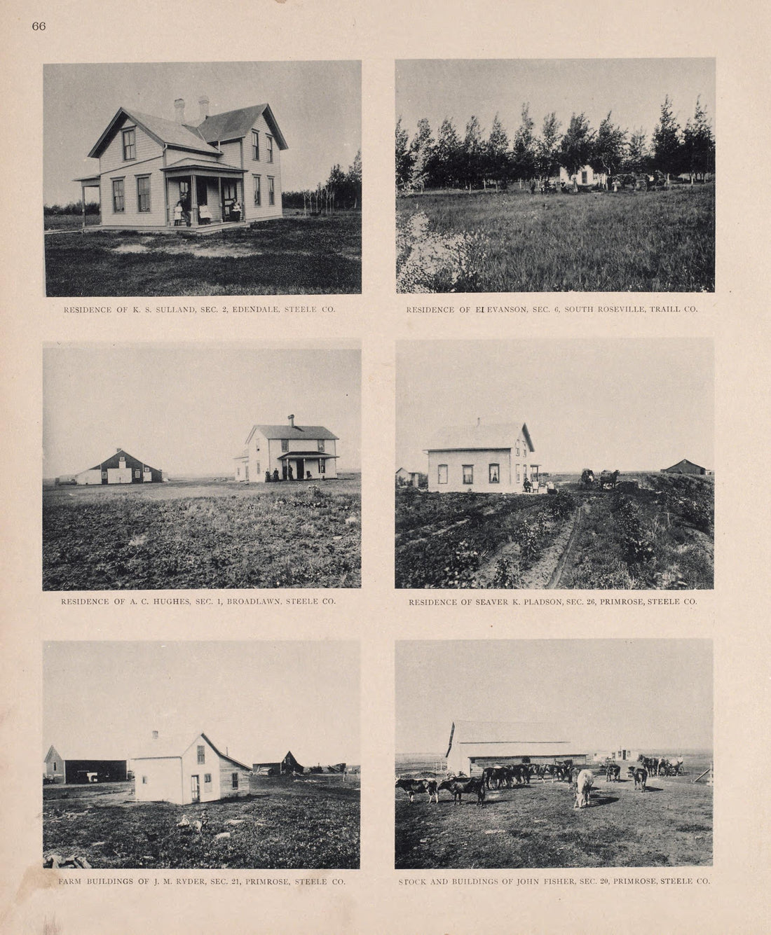Views of Broadlawn, Edendale, Primrose, and South Roseville from Illustrated Historical Atlas of Traill and Steele Counties, North Dakota 1892 by Relic Map Company
