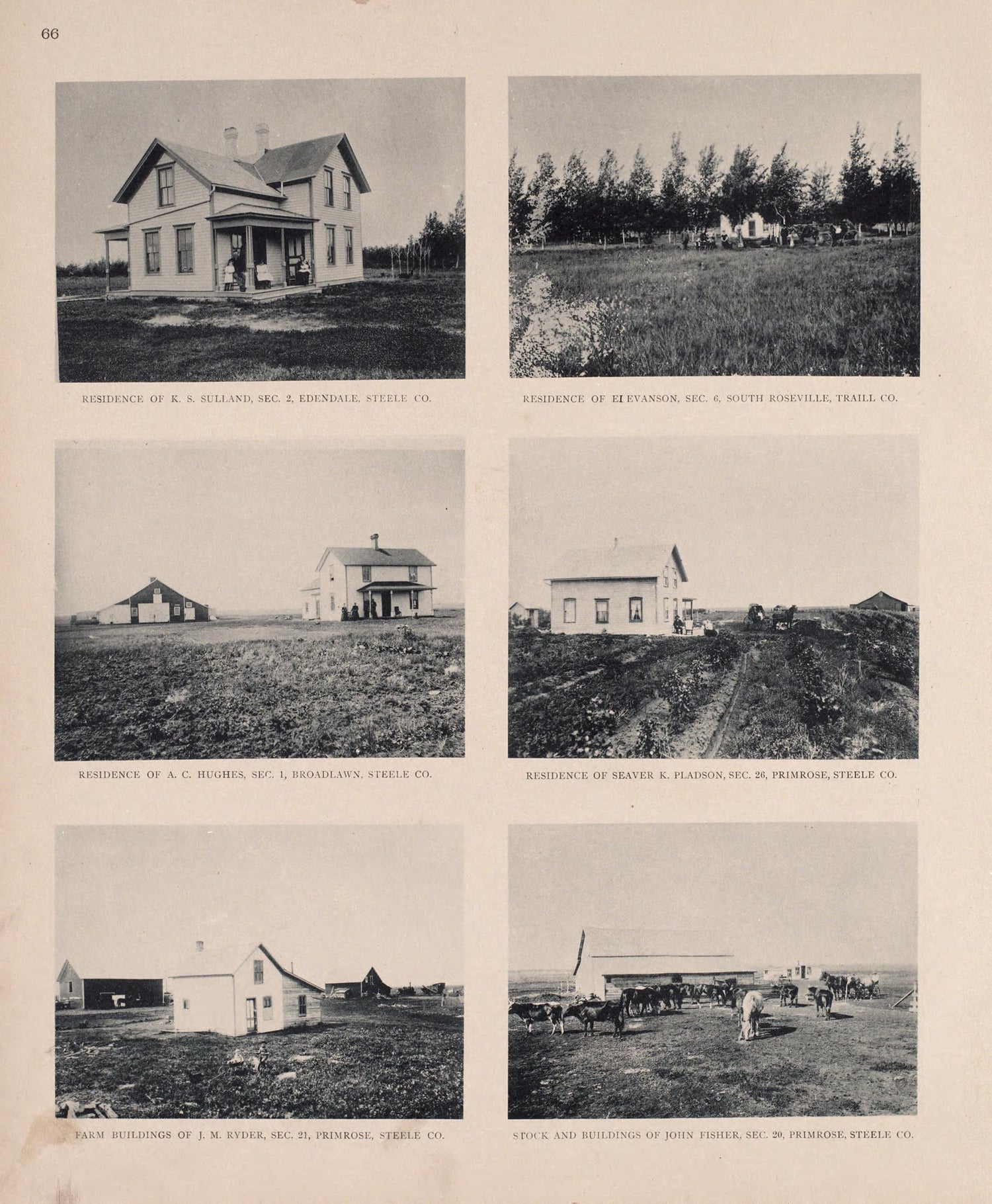Views of Broadlawn, Edendale, Primrose, and South Roseville from Illustrated Historical Atlas of Traill and Steele Counties, North Dakota 1892 by Relic Map Company