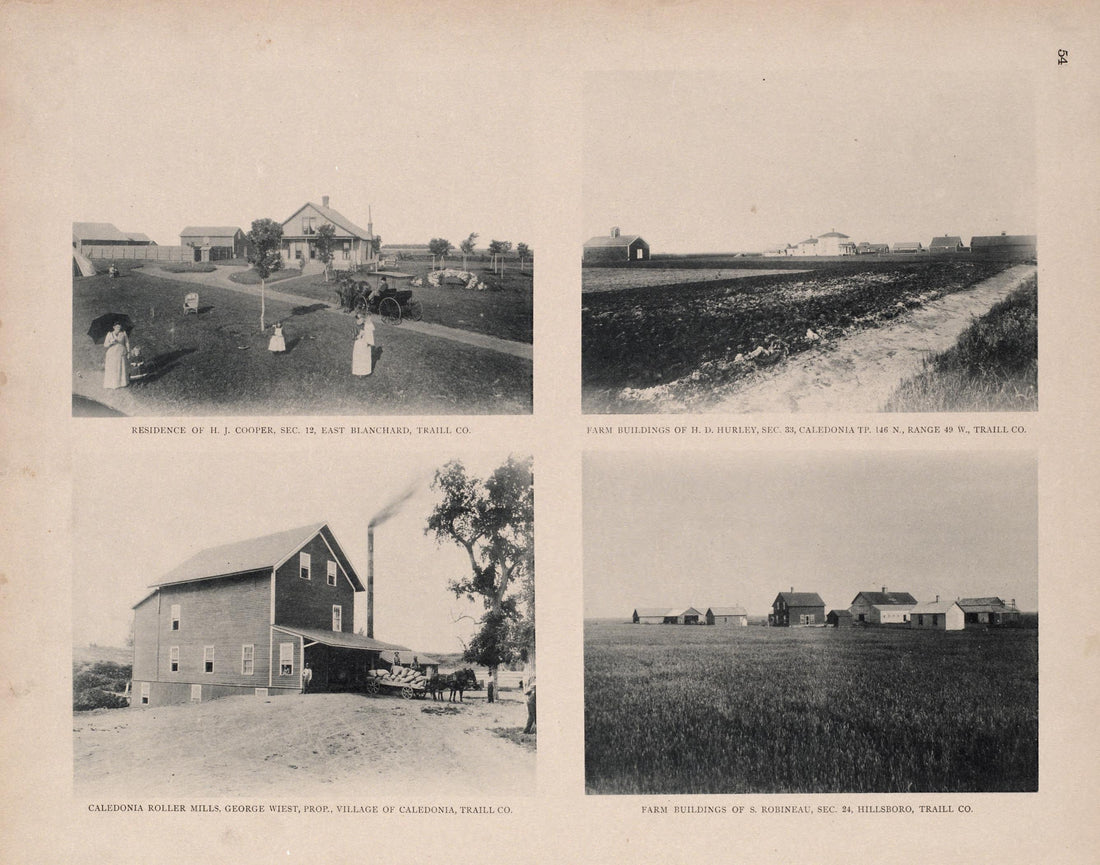 Views of Caledonia, East Blanchard, and Hillsboro from Illustrated Historical Atlas of Traill and Steele Counties, North Dakota 1892 by Relic Map Company