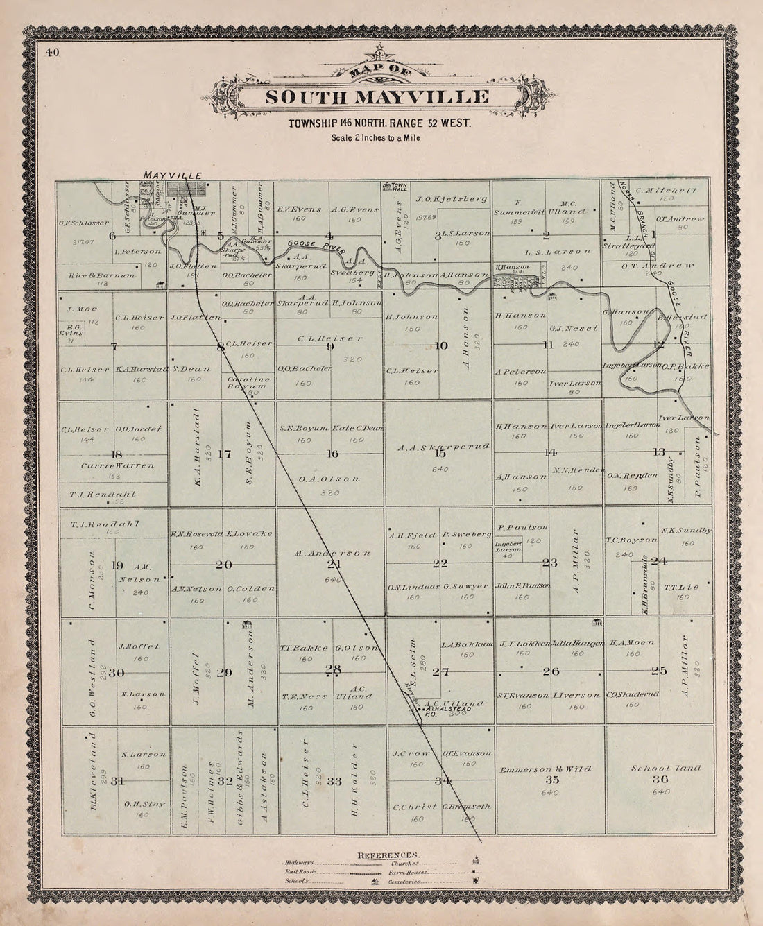 South Mayville from Illustrated Historical Atlas of Traill and Steele Counties, North Dakota 1892 by Relic Map Company