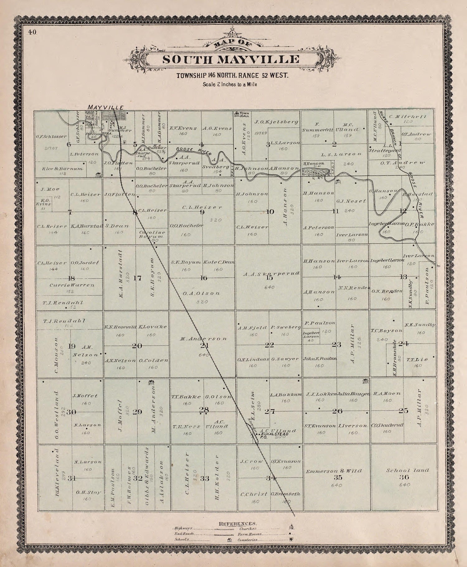 South Mayville from Illustrated Historical Atlas of Traill and Steele Counties, North Dakota 1892 by Relic Map Company