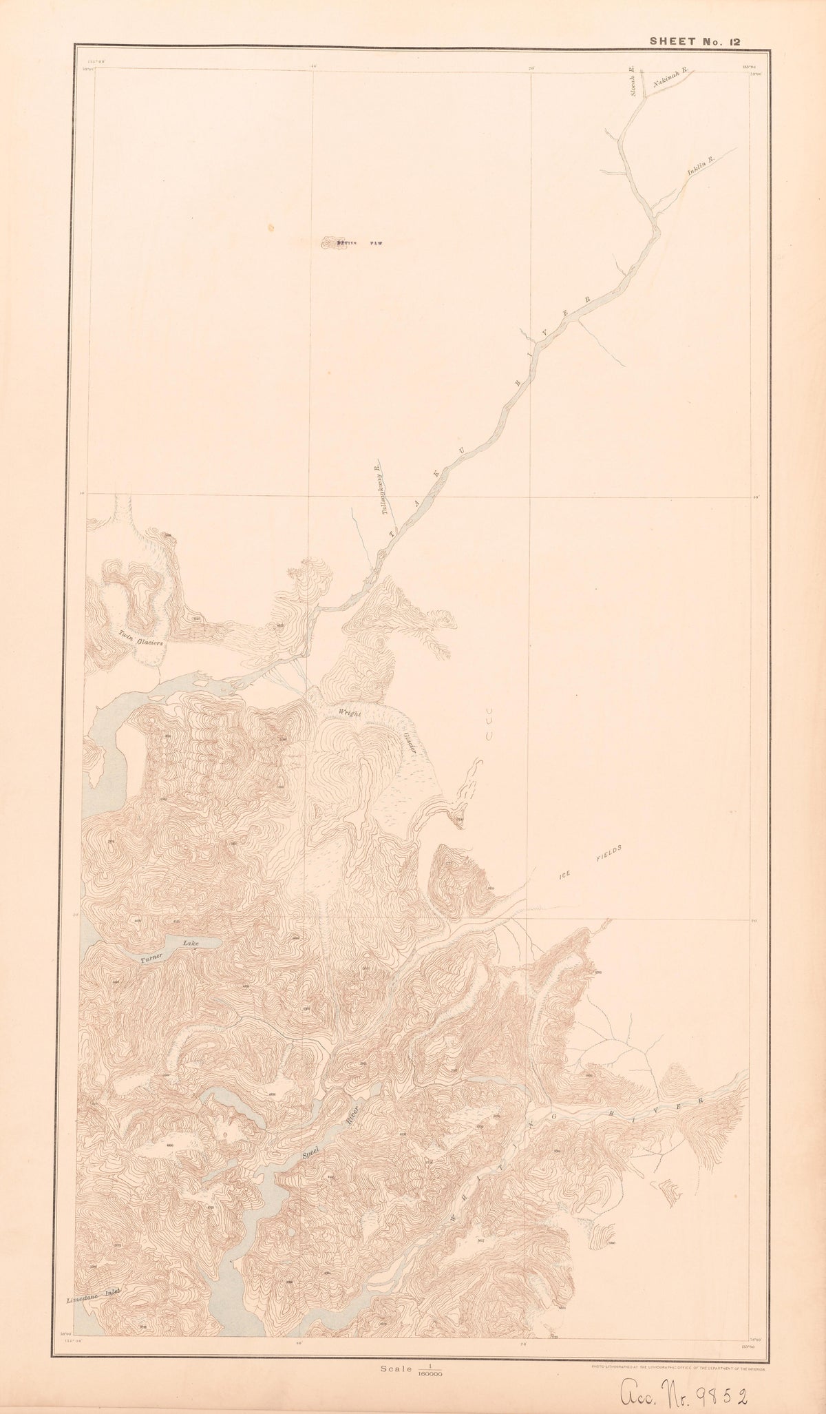 Sheet 12 from Alaskan Boundary Atlas 1895 : Maps of British Commission : to Accompany Joint Report Dated Dec. 31st, 1895 by Relic Map Company