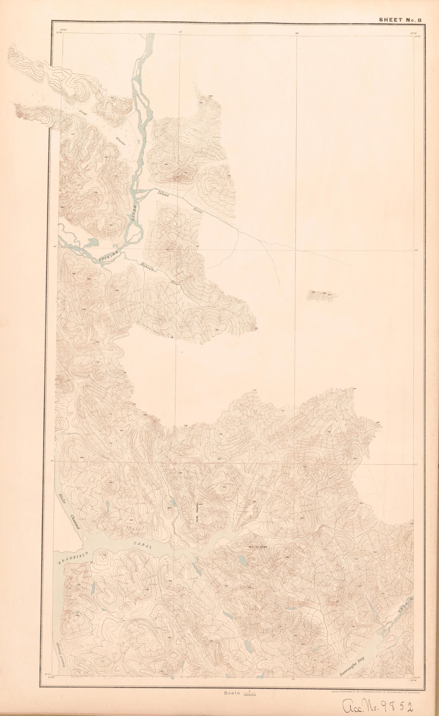 Sheet 8 from Alaskan Boundary Atlas 1895 : Maps of British Commission : to Accompany Joint Report Dated Dec. 31st, 1895 by Relic Map Company