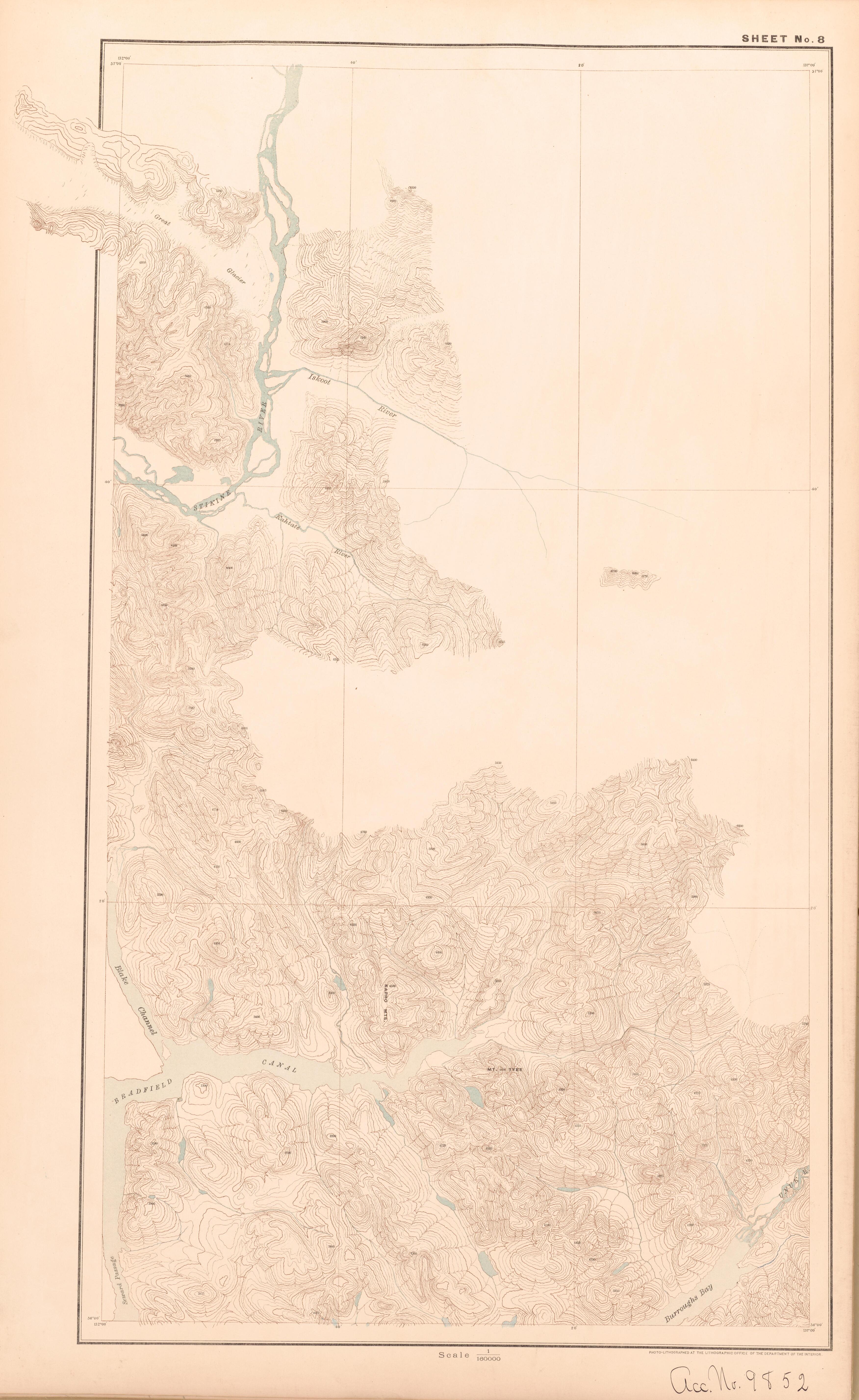 Sheet 8 from Alaskan Boundary Atlas 1895 : Maps of British Commission : to Accompany Joint Report Dated Dec. 31st, 1895 by Relic Map Company