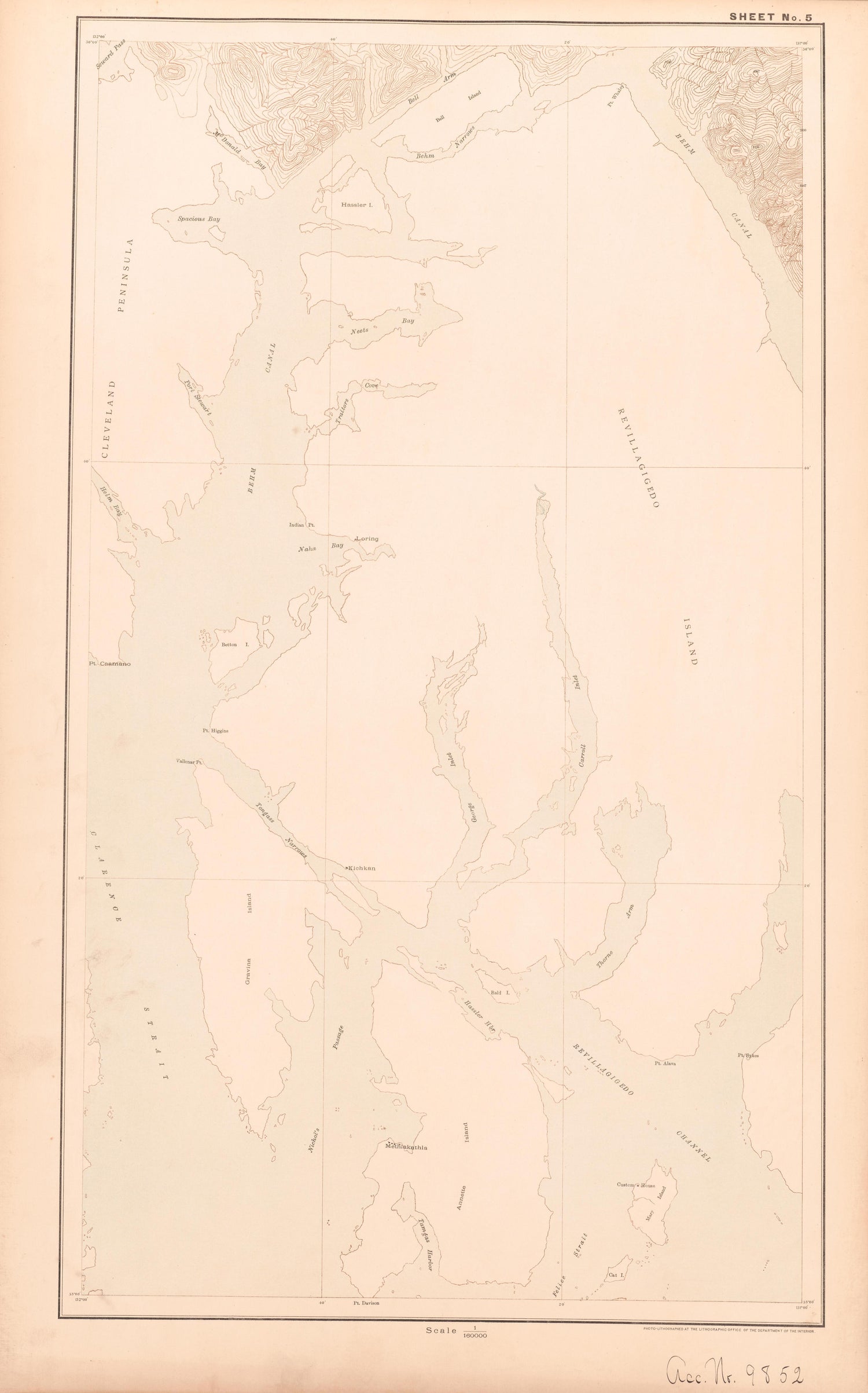 Sheet 5 from Alaskan Boundary Atlas 1895 : Maps of British Commission : to Accompany Joint Report Dated Dec. 31st, 1895 by Relic Map Company
