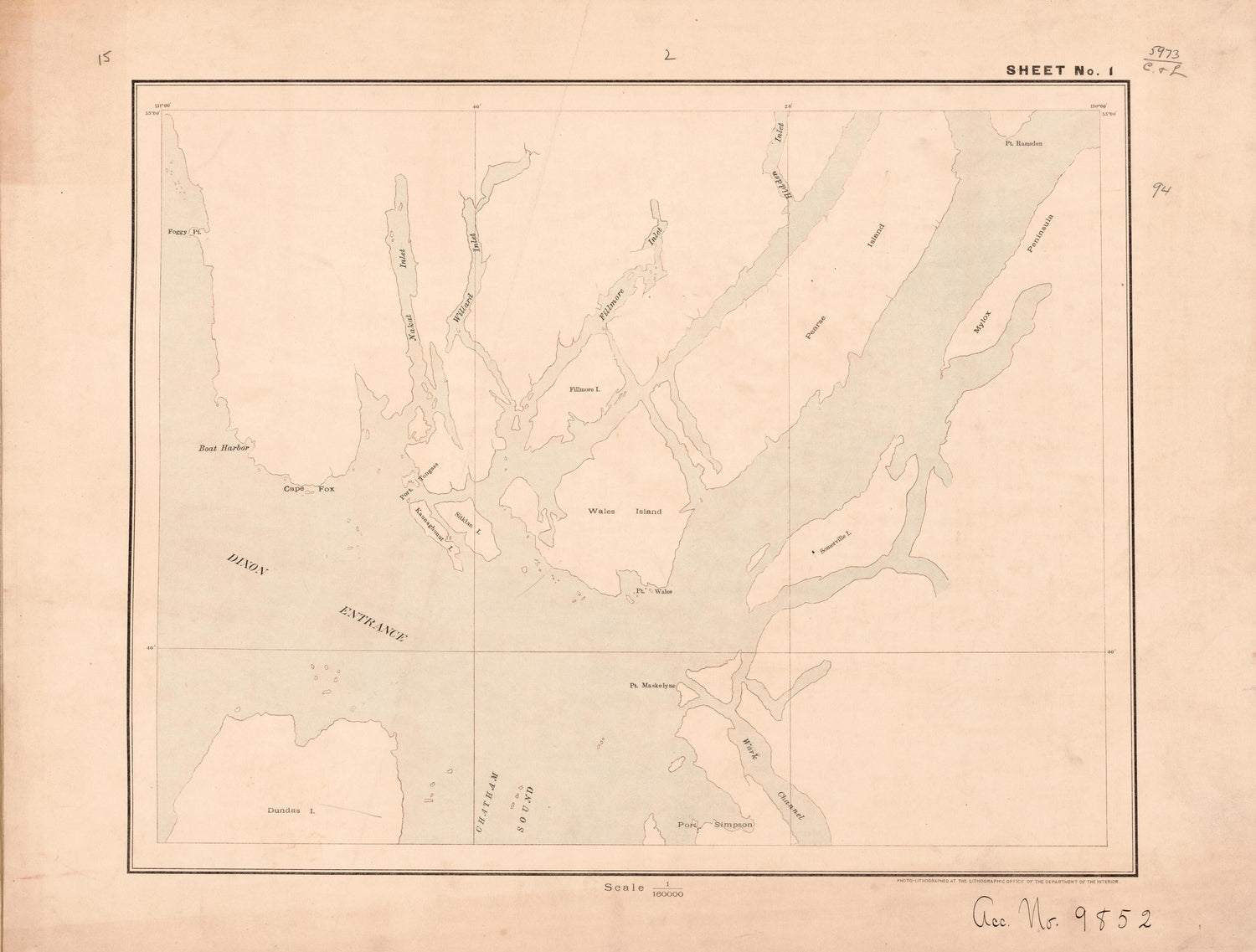 Sheet 1 from Alaskan Boundary Atlas 1895 : Maps of British Commission : to Accompany Joint Report Dated Dec. 31st, 1895 by Relic Map Company