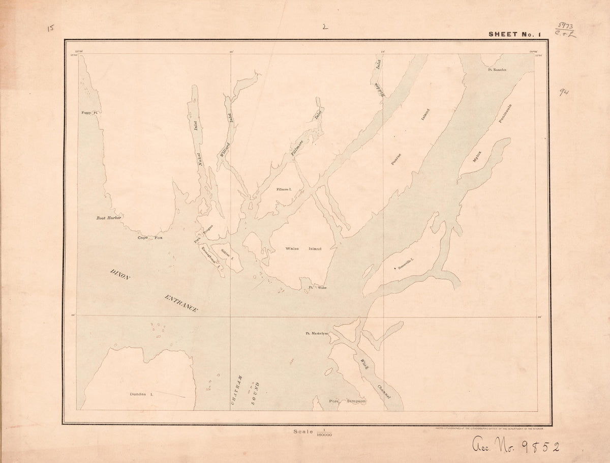 Sheet 1 from Alaskan Boundary Atlas 1895 : Maps of British Commission : to Accompany Joint Report Dated Dec. 31st, 1895 by Relic Map Company