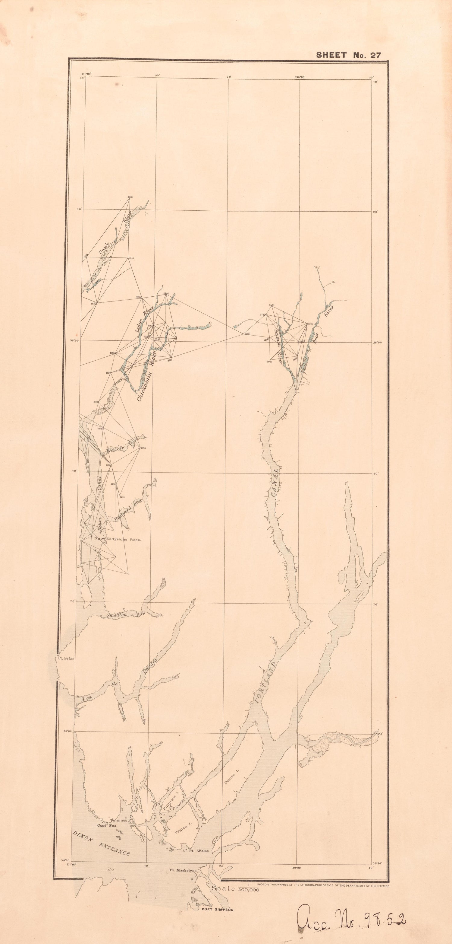 Sheet 27 from Alaskan Boundary Atlas 1895 : Maps of British Commission : to Accompany Joint Report Dated Dec. 31st, 1895 by Relic Map Company