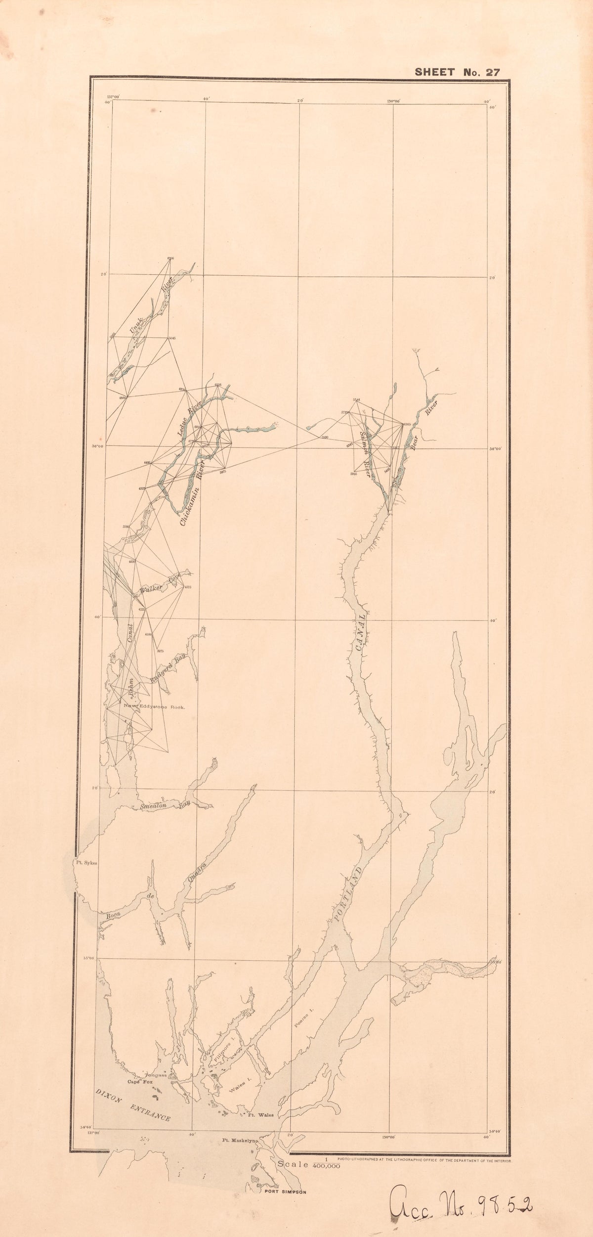 Sheet 27 from Alaskan Boundary Atlas 1895 : Maps of British Commission : to Accompany Joint Report Dated Dec. 31st, 1895 by Relic Map Company