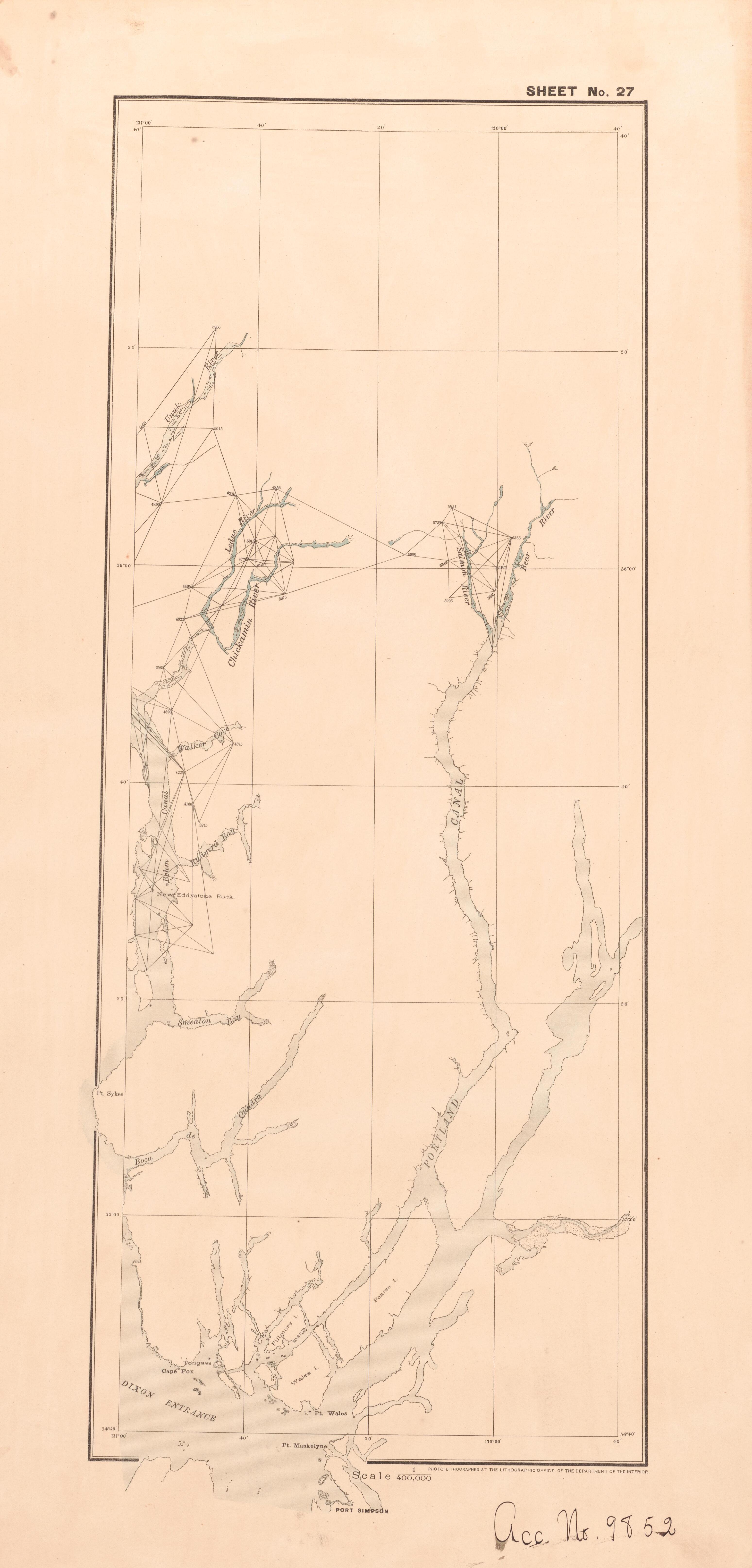 Sheet 27 from Alaskan Boundary Atlas 1895 : Maps of British Commission : to Accompany Joint Report Dated Dec. 31st, 1895 by Relic Map Company