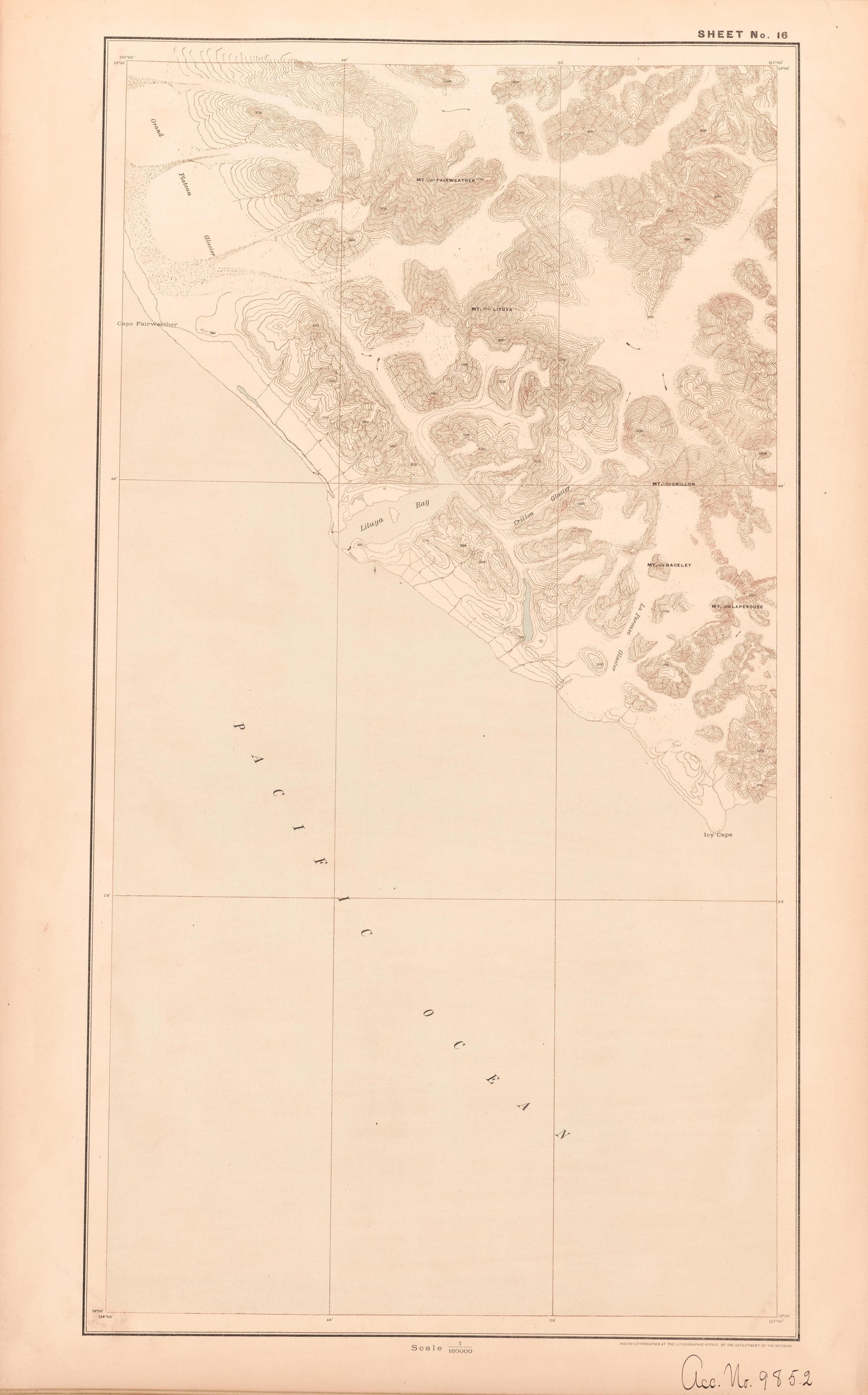 Sheet 16 from Alaskan Boundary Atlas 1895 : Maps of British Commission : to Accompany Joint Report Dated Dec. 31st, 1895 by Relic Map Company
