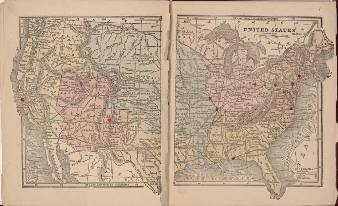 United States from the Campaign Atlas, for 1861 : United States by Relic Map Company