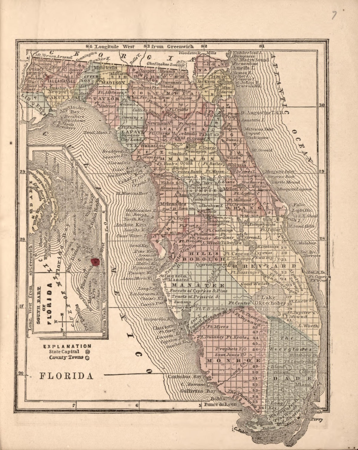 Florida from the Campaign Atlas, for 1861 : United States by Relic Map Company