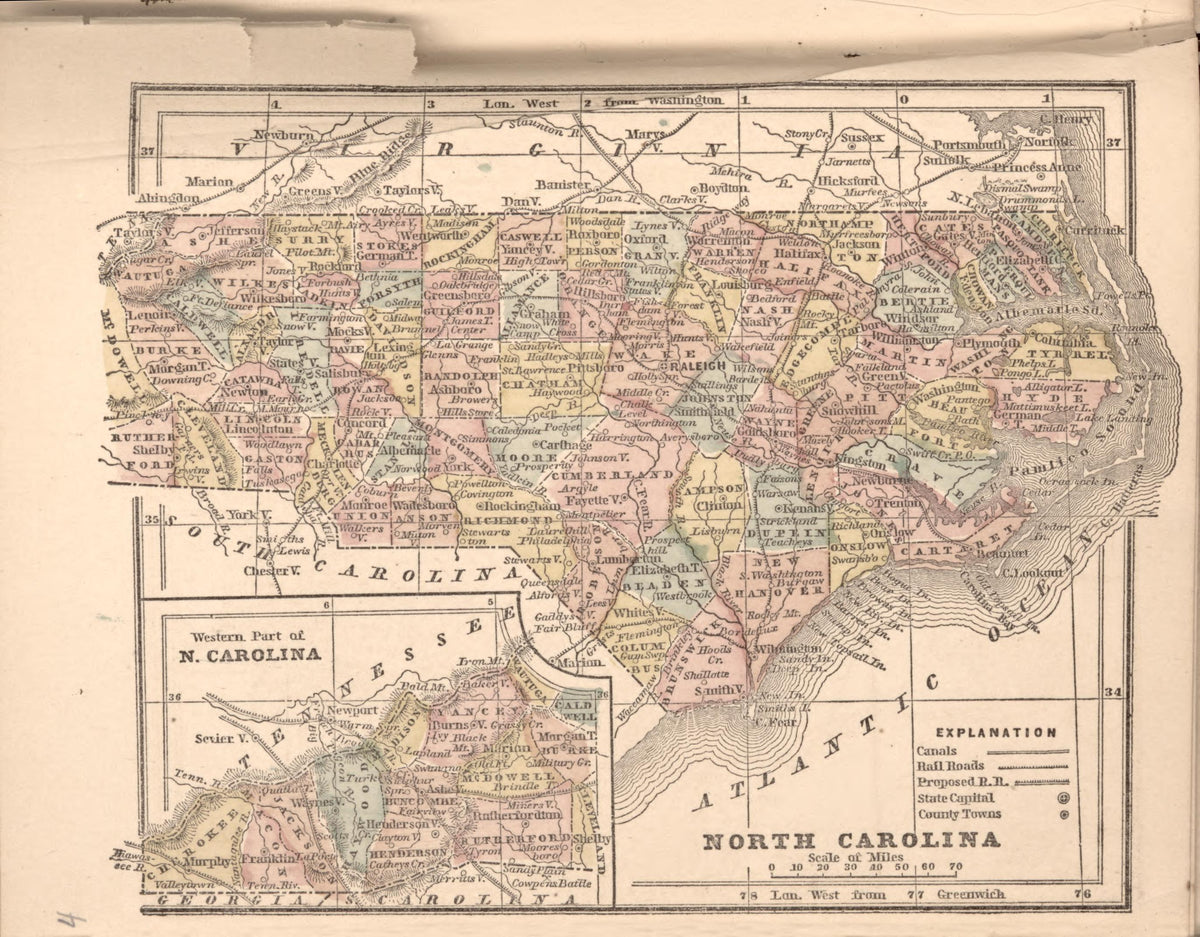 North Carolina from the Campaign Atlas, for 1861 : United States by Relic Map Company