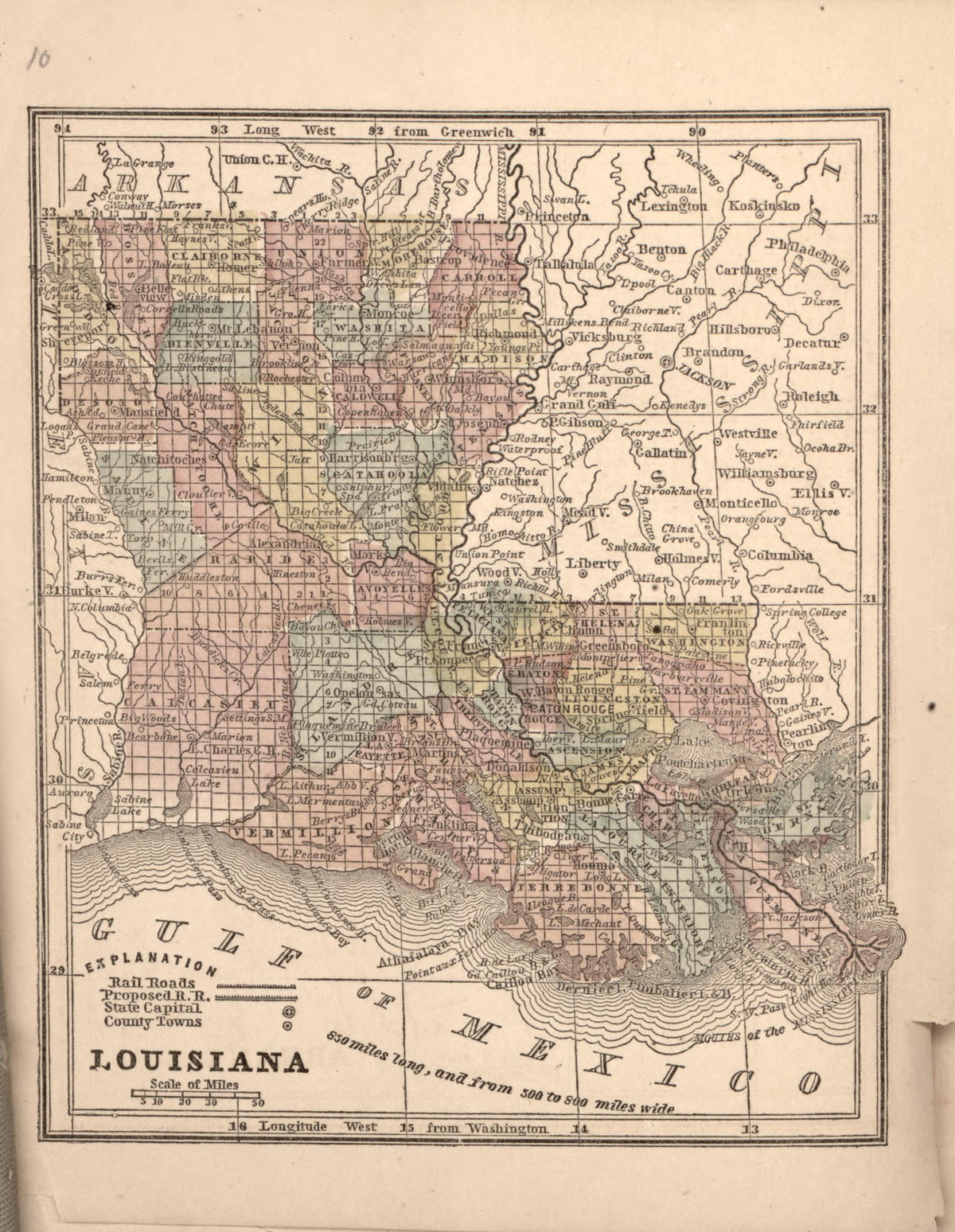 Louisiana from the Campaign Atlas, for 1861 : United States by Relic Map Company
